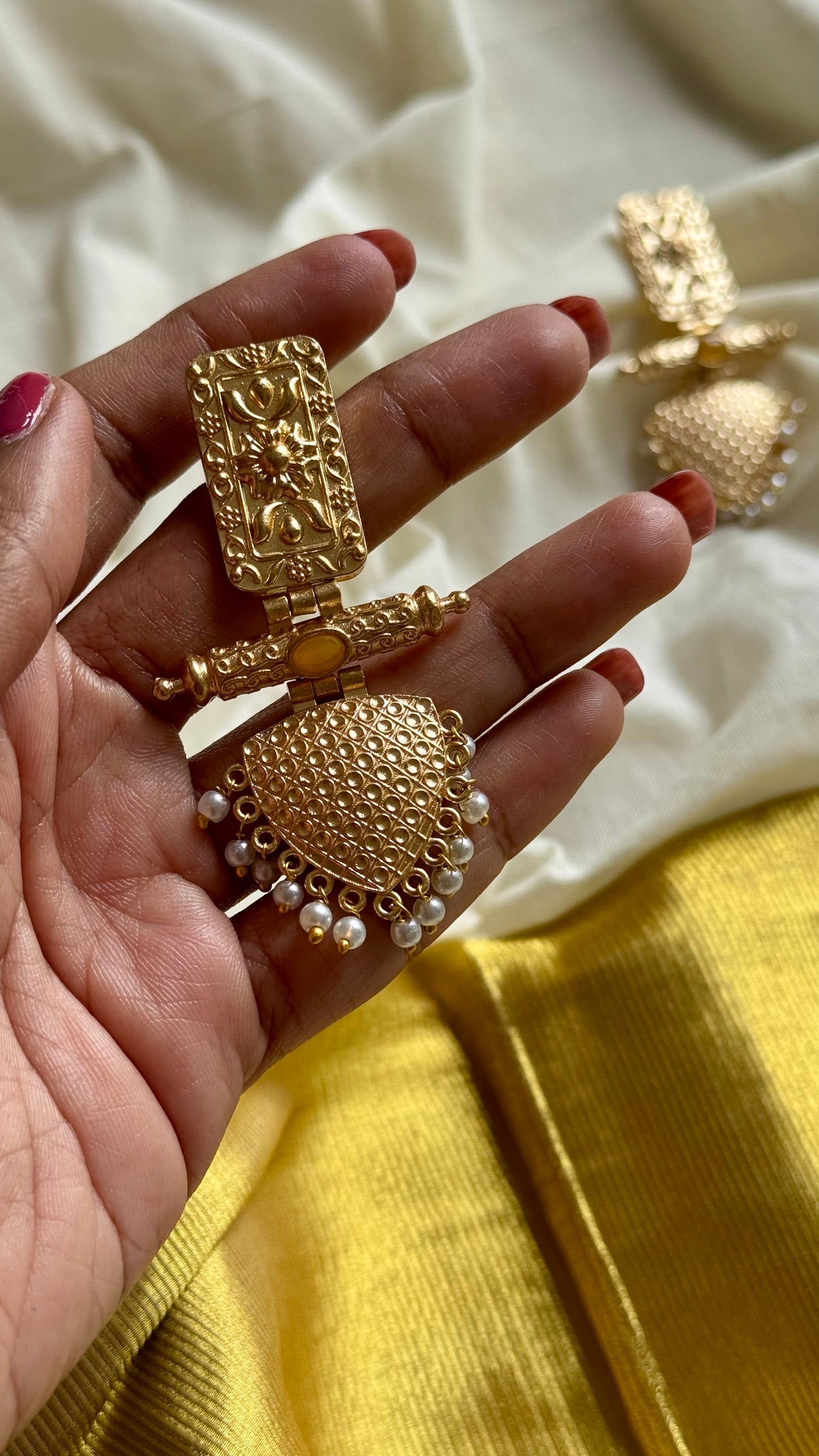 Gold plated dangler earrings, multiple colours - YCGPED176