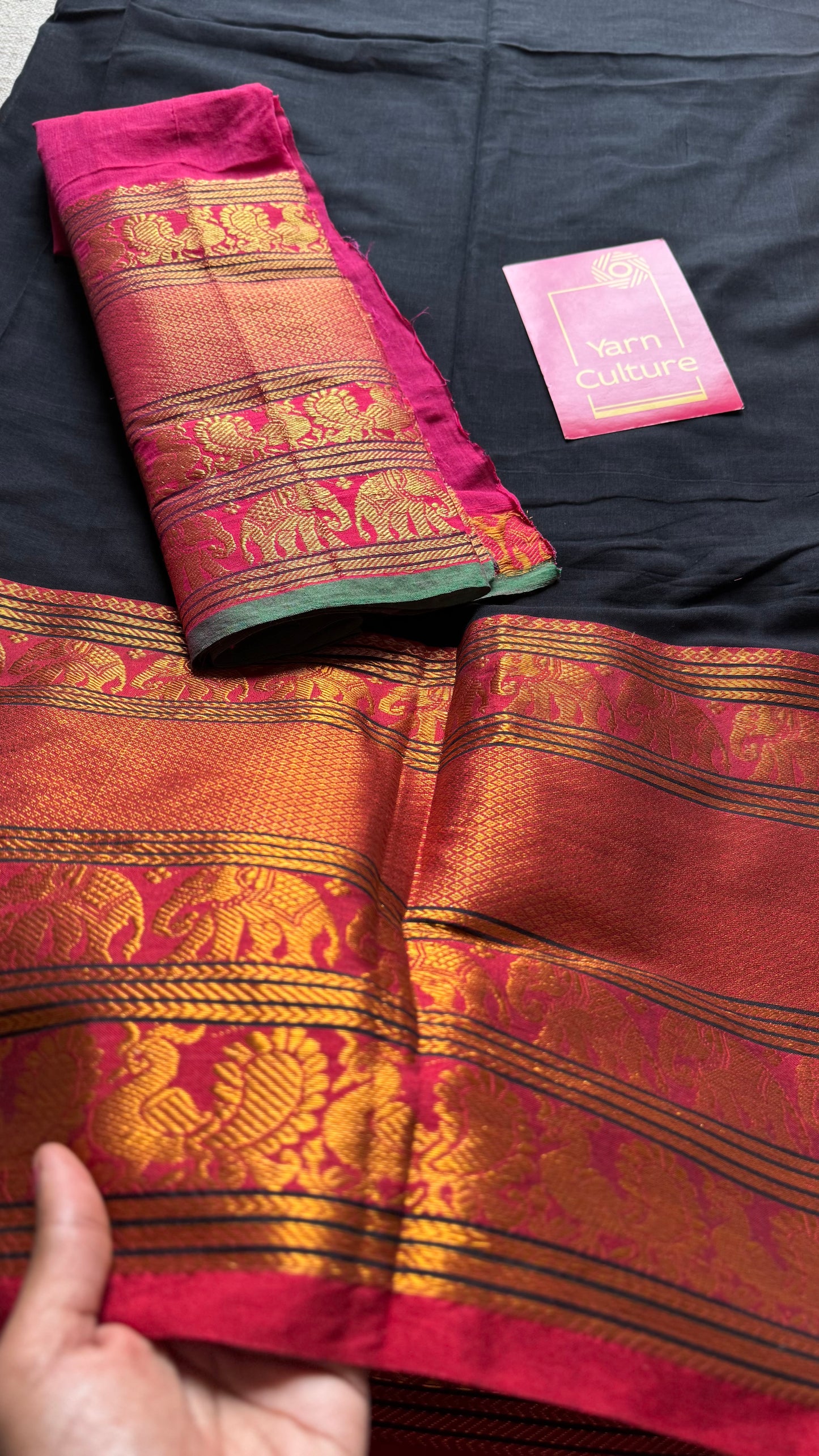 Black with broad zari border, premium narayanpet, soft cotton - YCWOTDFEBB02