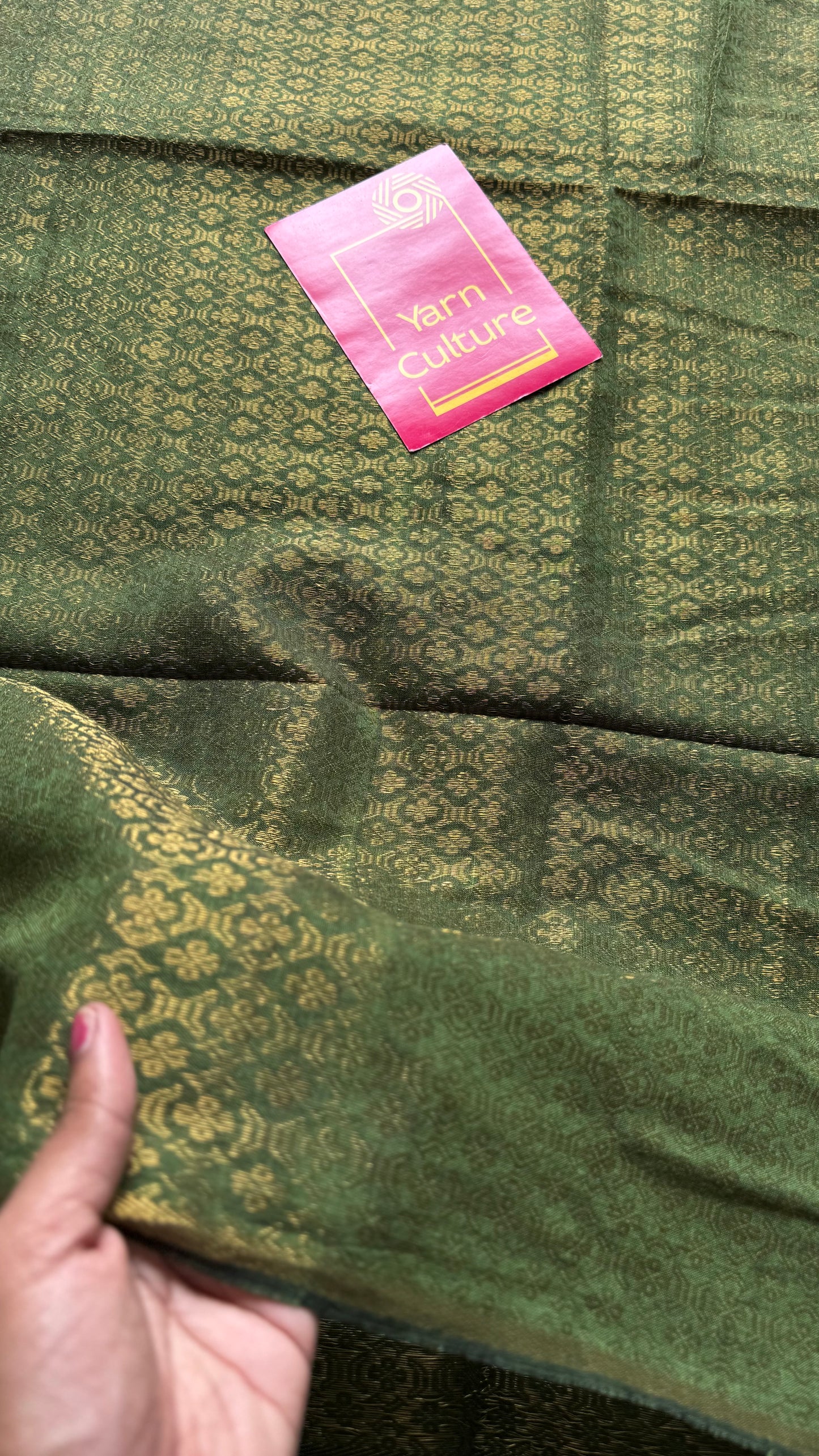 Green and gold brocade pattern in mul - YCBCFEJUBM03