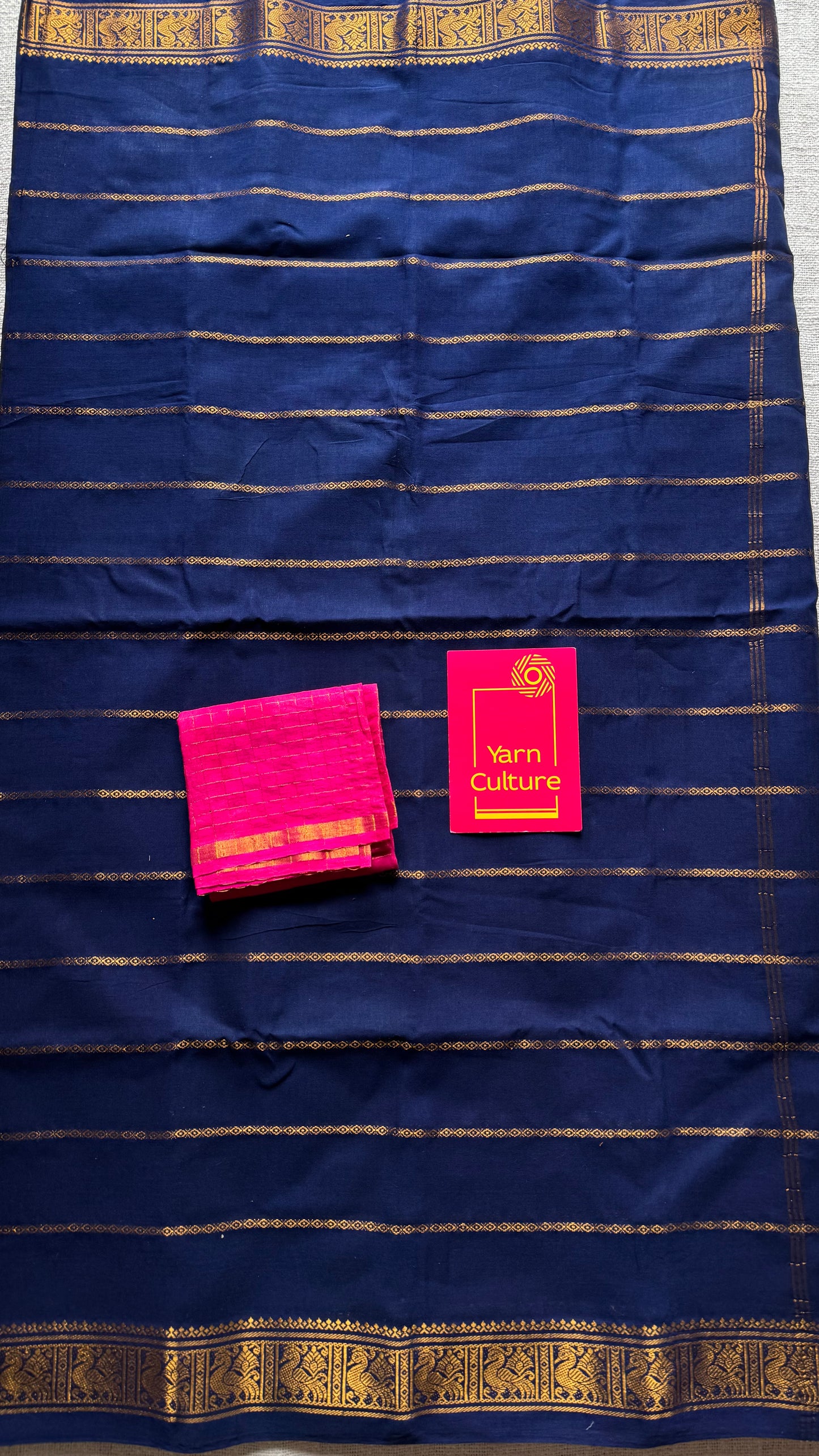 Dark blue veldhaari, kattuchayam dyed, madurai cotton - YCCOTNSEMS83