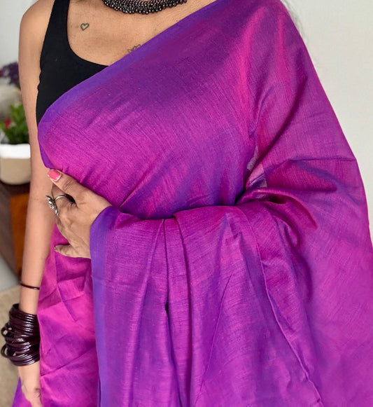 Purple pink soft cotton saree - YCBCKCAP26