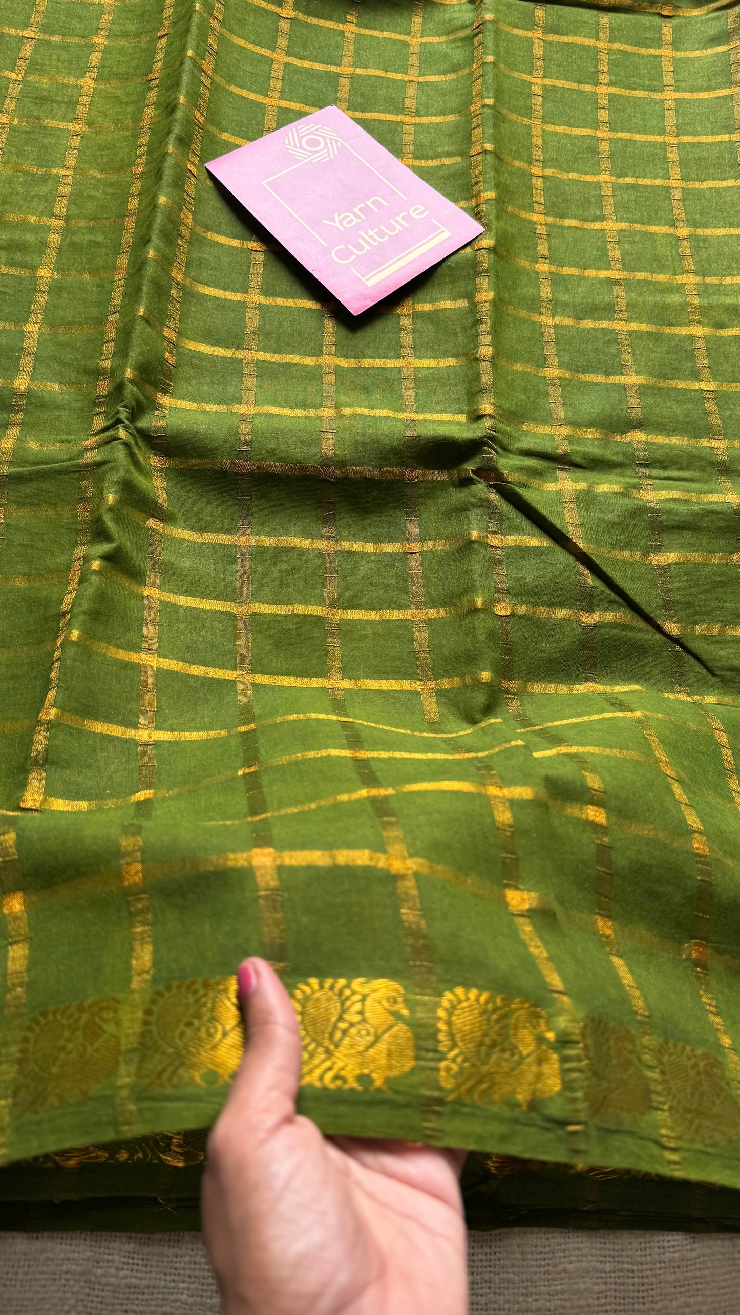 Green pavithra kattam sungudi, madurai cotton - YCCOTNSEMS96