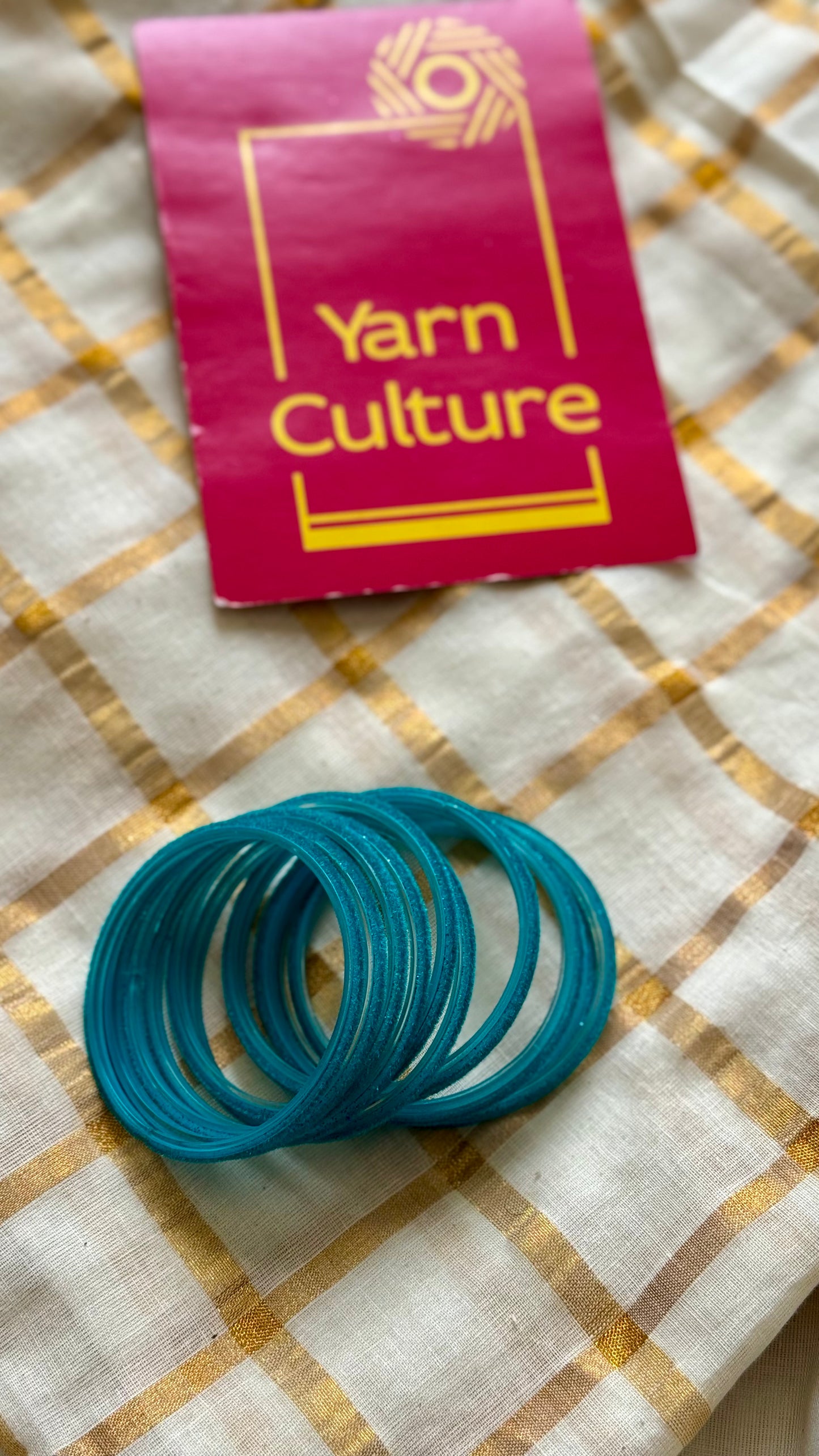 Turquoise velvet glass bangles, set of 12 - YCBANGL361
