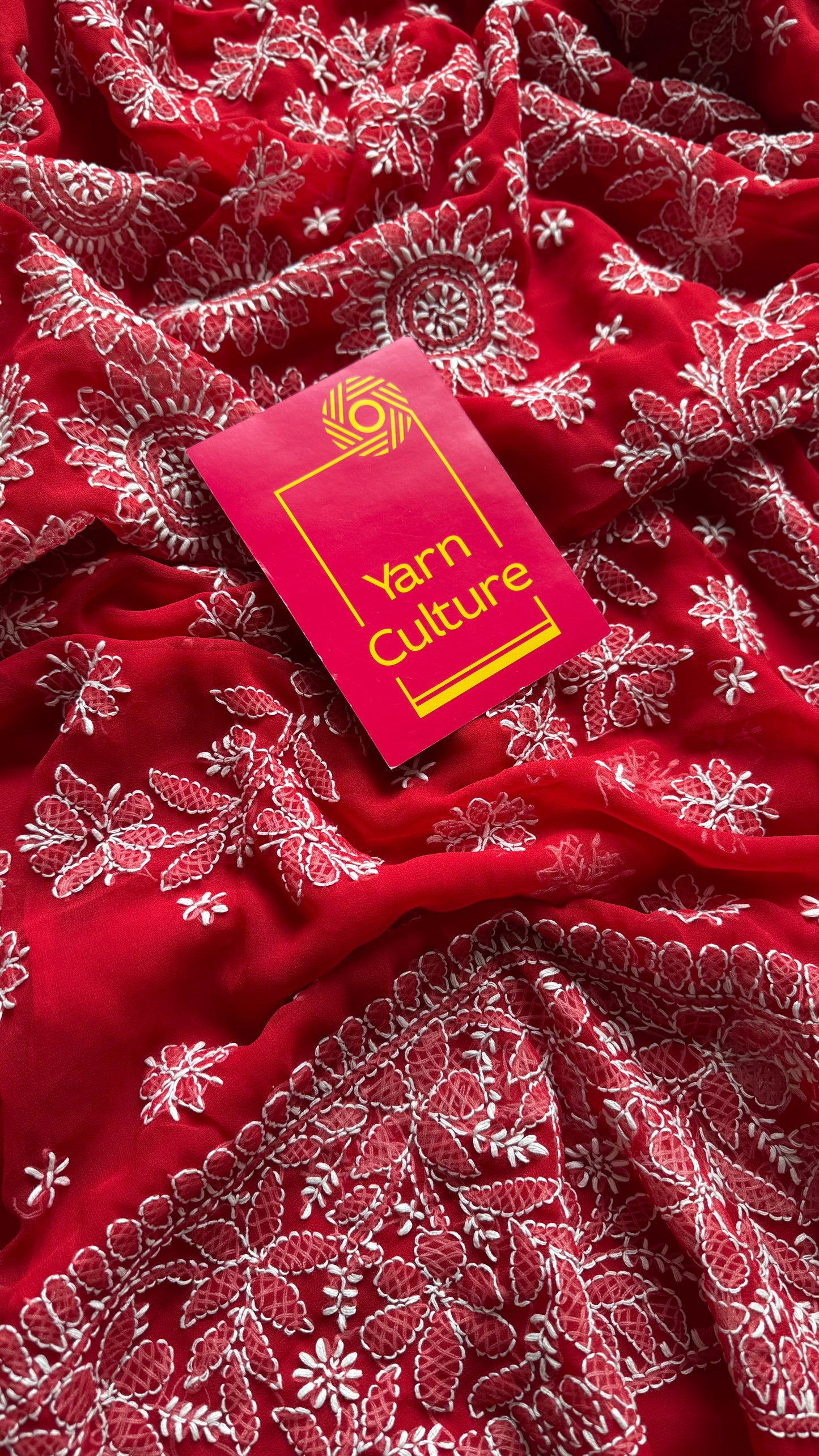 Sham-e-Ishq (evening of love) - Red Chikankari, georgette YCSLCJULCK07