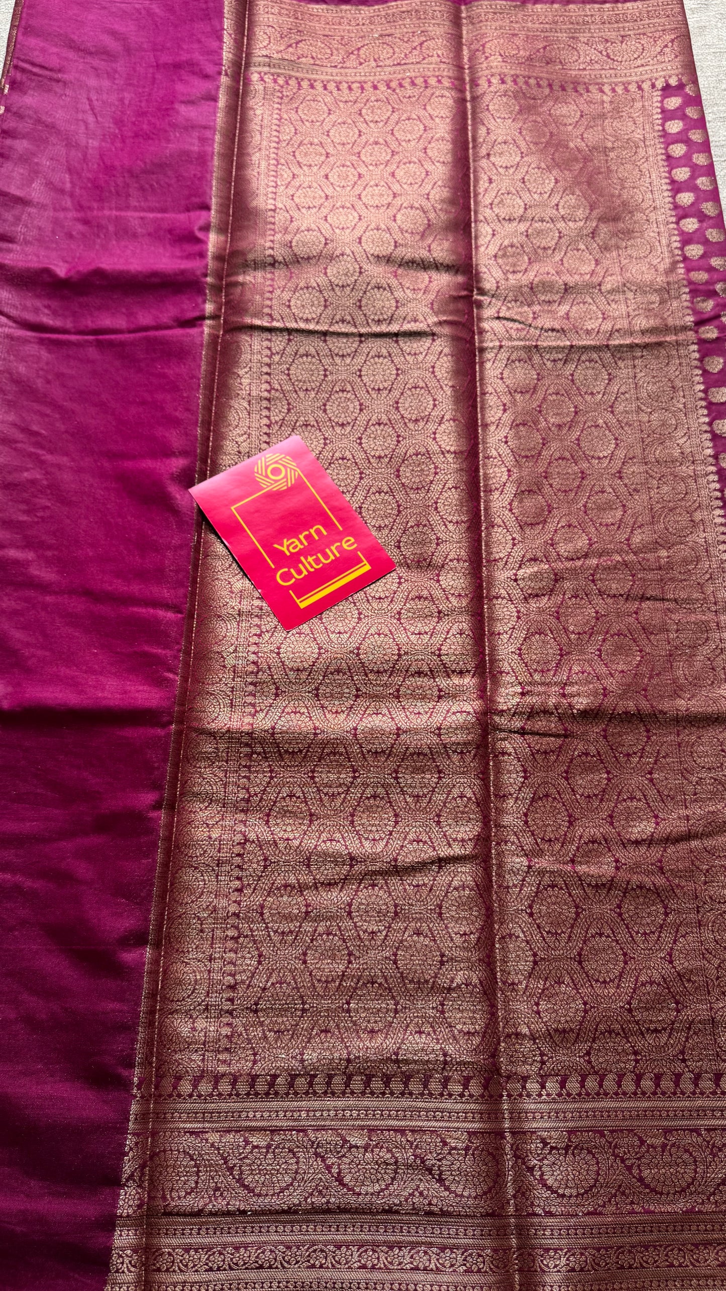Cerise - Dark raspberry pink, antique gold zari, Banarasi semi georgette - YCBLFEGAGZ21