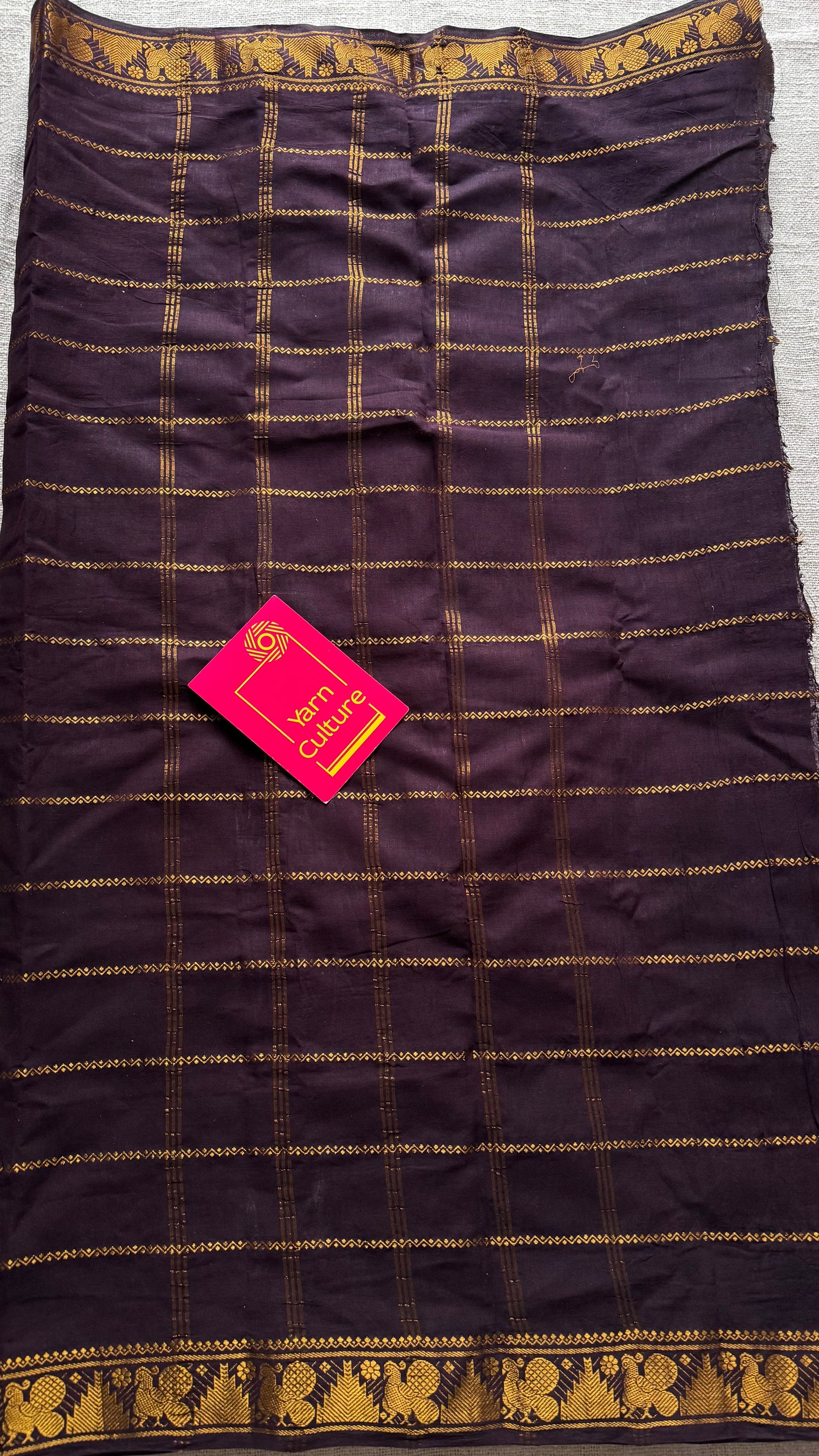 Brown veldhaari, kattuchayam dyed, madurai cotton - YCCOTNSEMS81