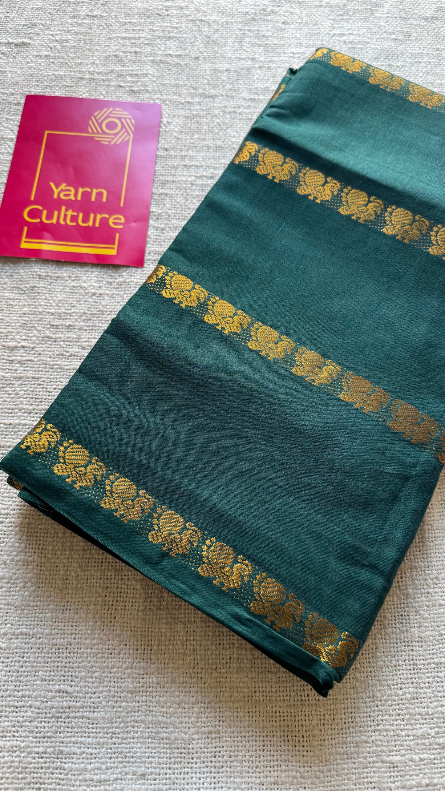 Dark green, peacock motif sungudi cotton - YCCOTNOCSC52