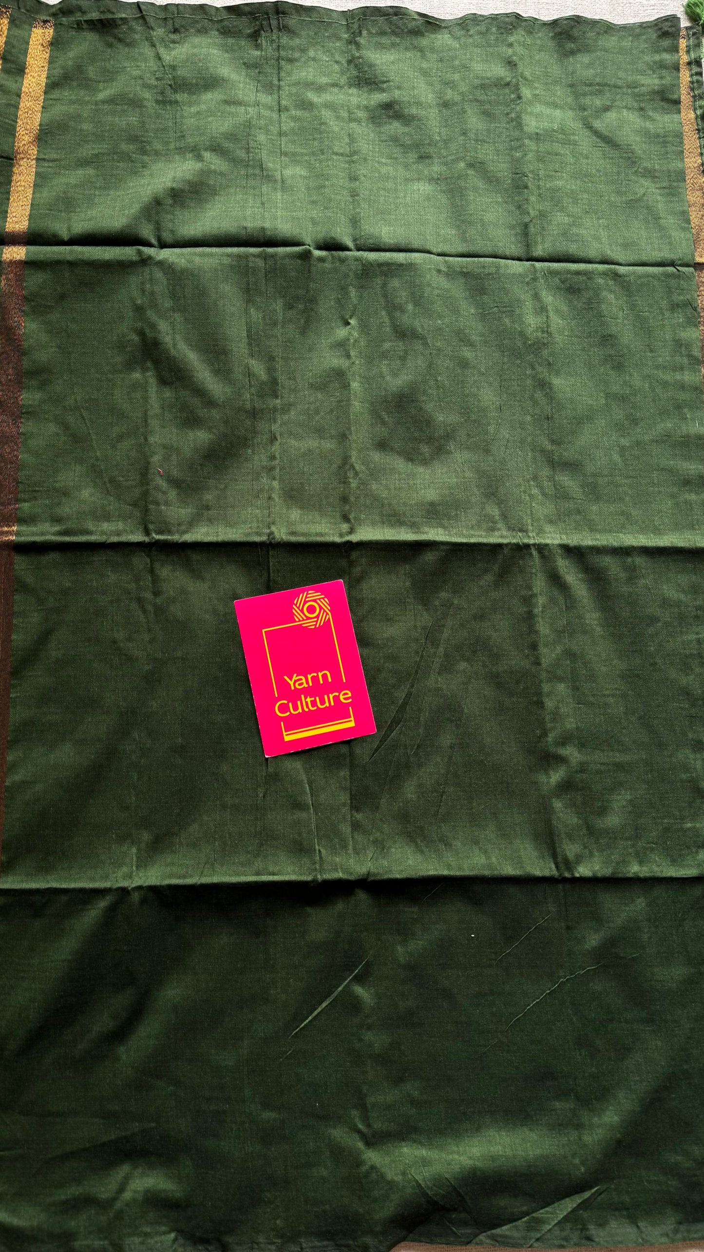 Green khadi with antique gold pallu - YCBCKZPSE02