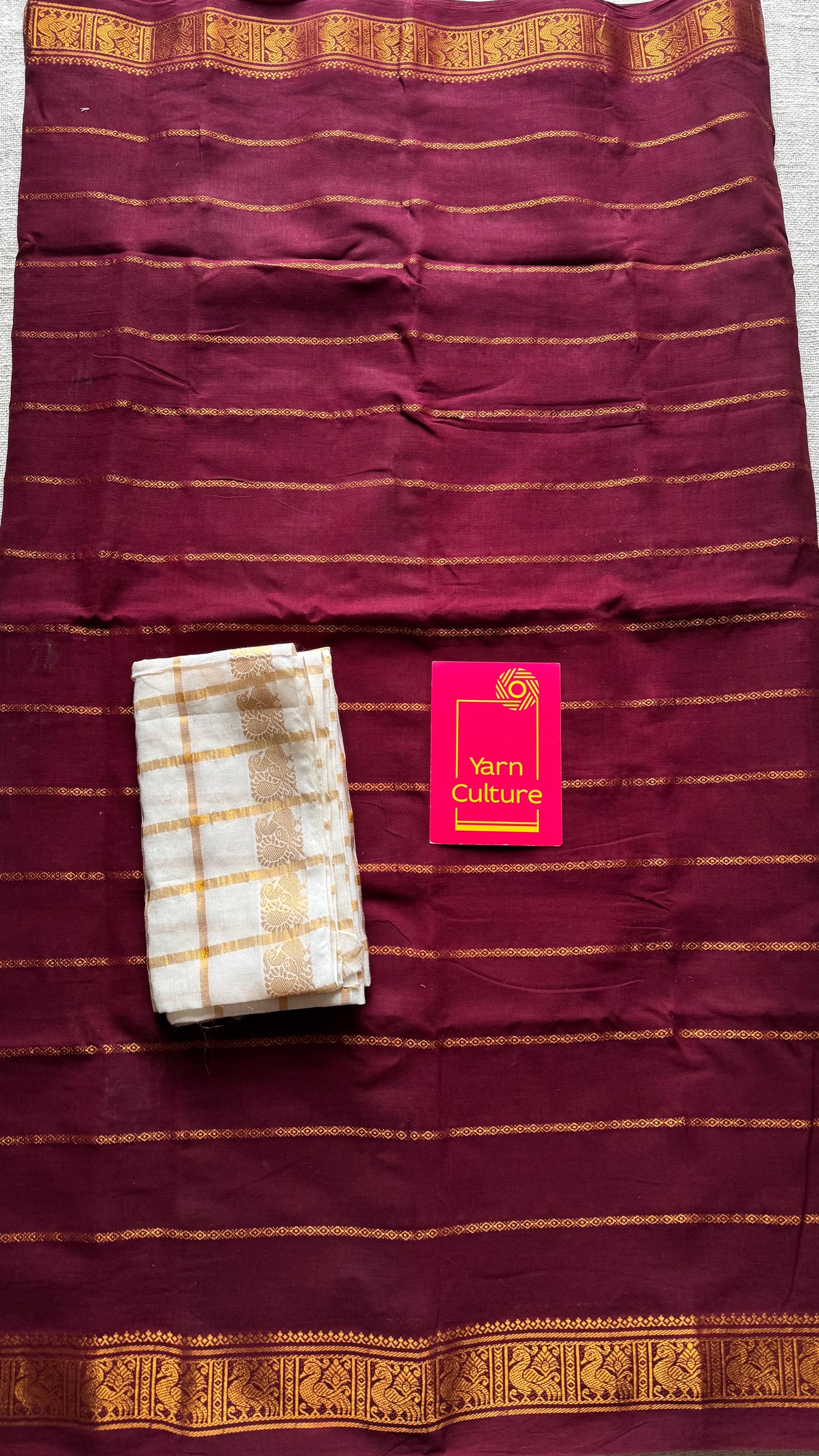 Maroon patterned veldhaari, kattuchayam dyed, madurai cotton - YCCOTNSEMS87