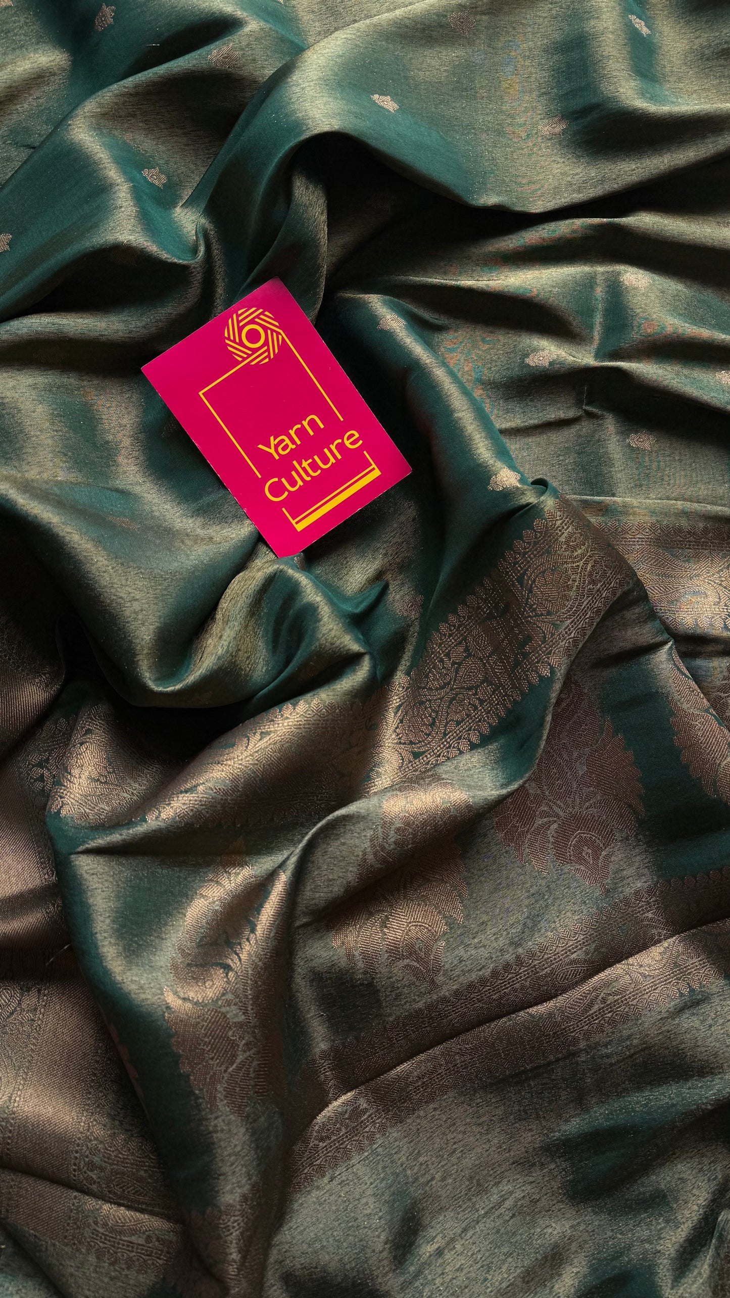 Green with gold dual tone, Banarasi semi-silk - YCDESE07