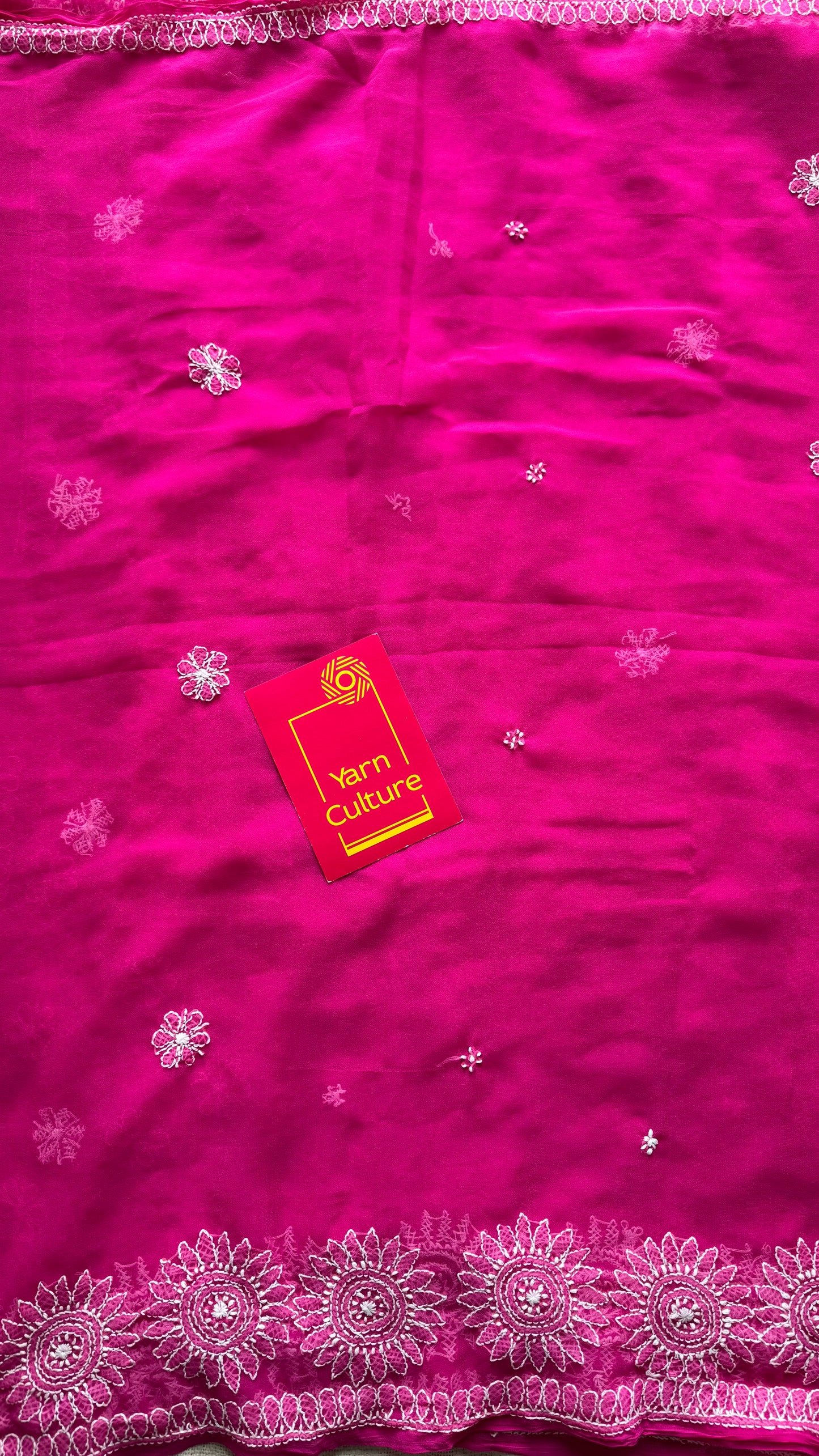 Sham-e-Shahzadi (evening of a princess) - Hot pink Chikankari, georgette YCSLCJULCK04