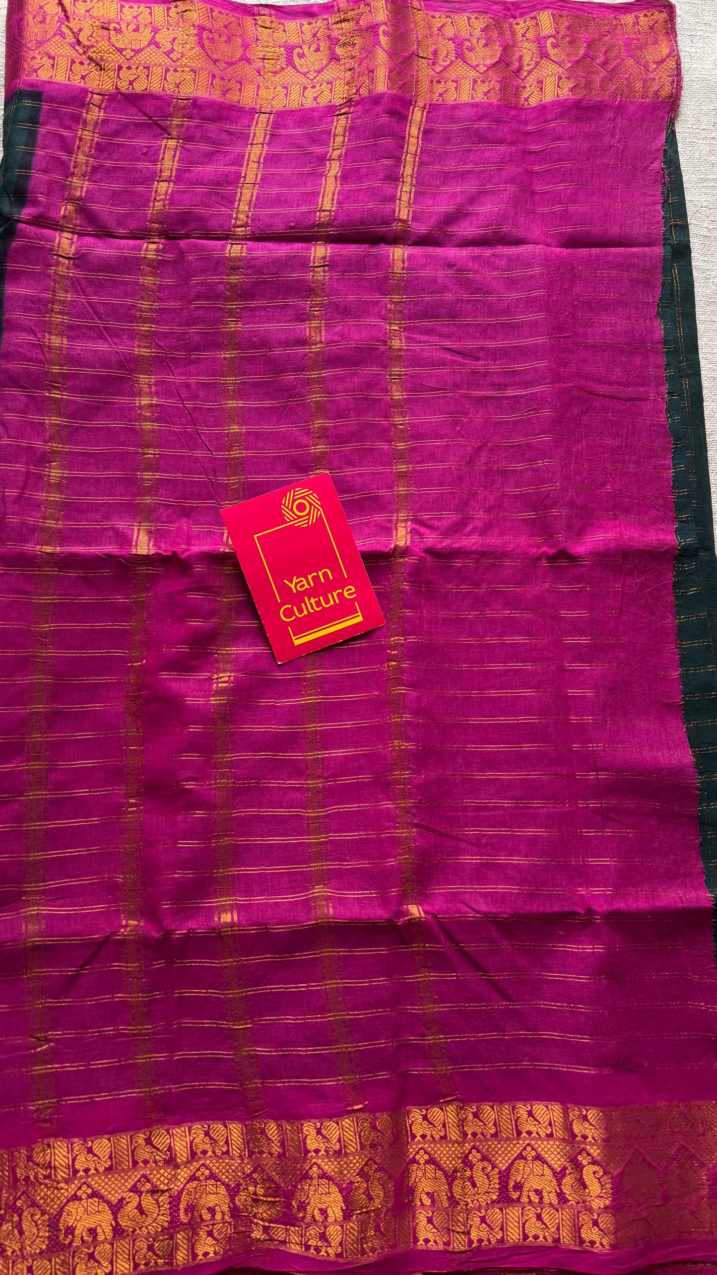 Dark green with magenta checks, kattuchayam dyed, madurai cotton - YCCOTNSEMS92