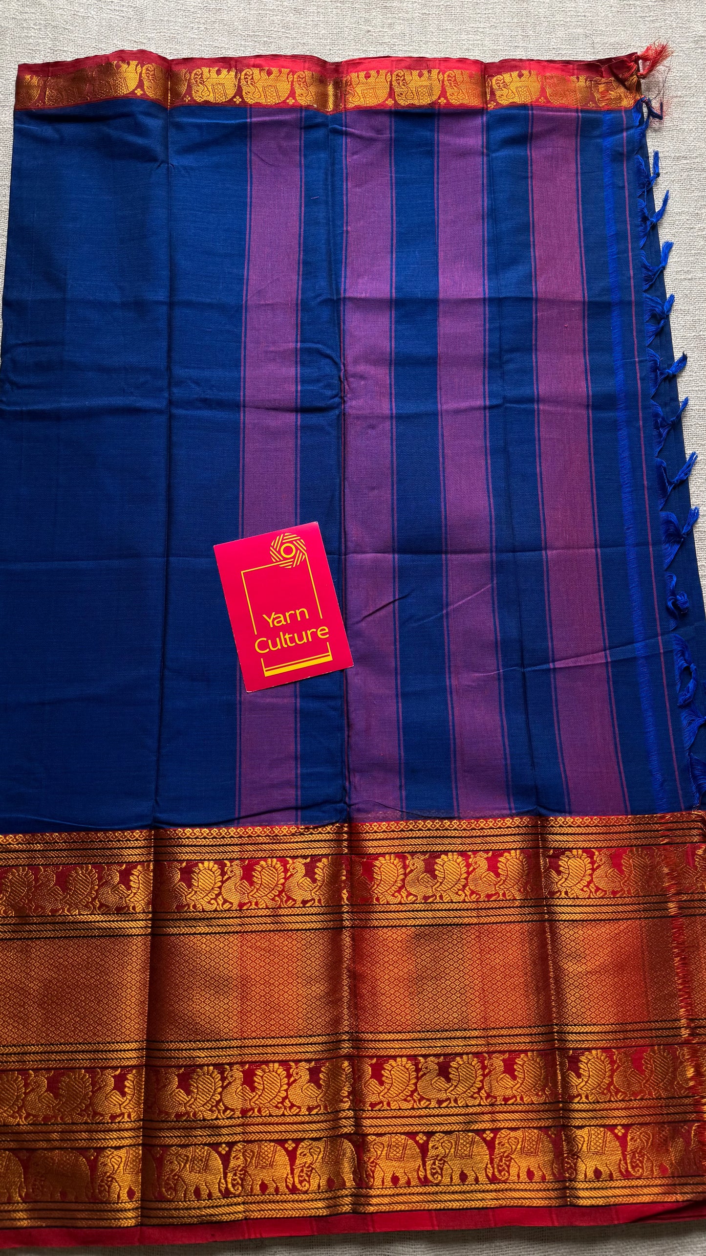 Blue with broad zari border, premium narayanpet, soft cotton - YCWOTDFEBB08