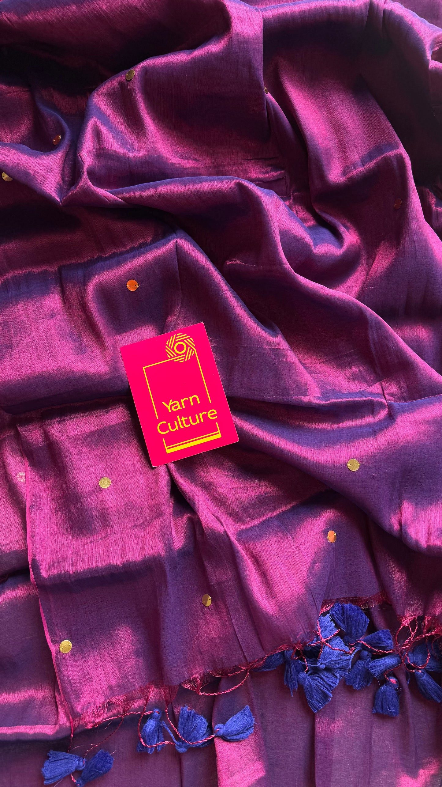 Purple blue double tone, gold sequins, soft mul tissue - YCBCFEMCM30