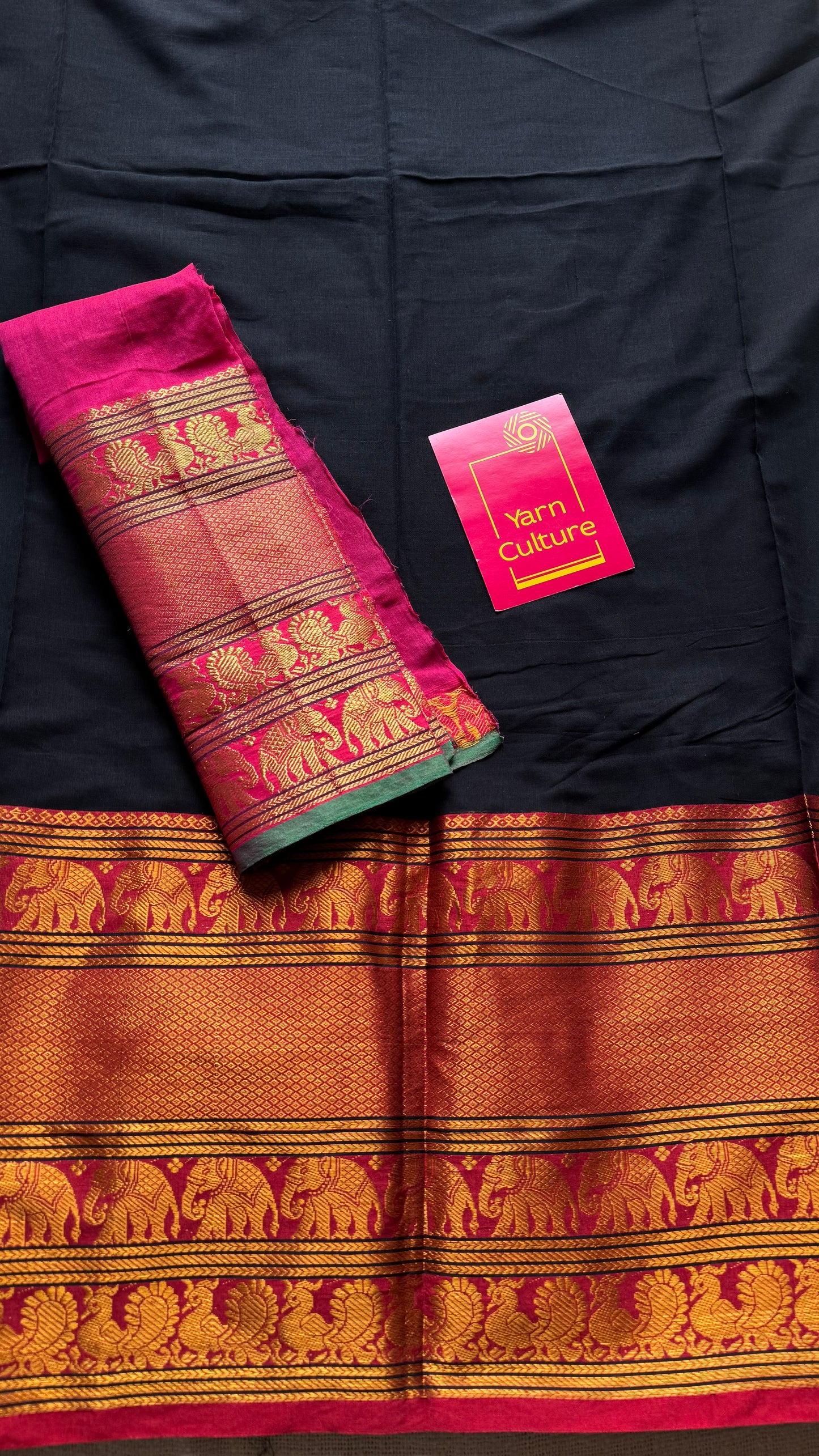 Black with broad zari border, premium narayanpet, soft cotton - YCWOTDFEBB02