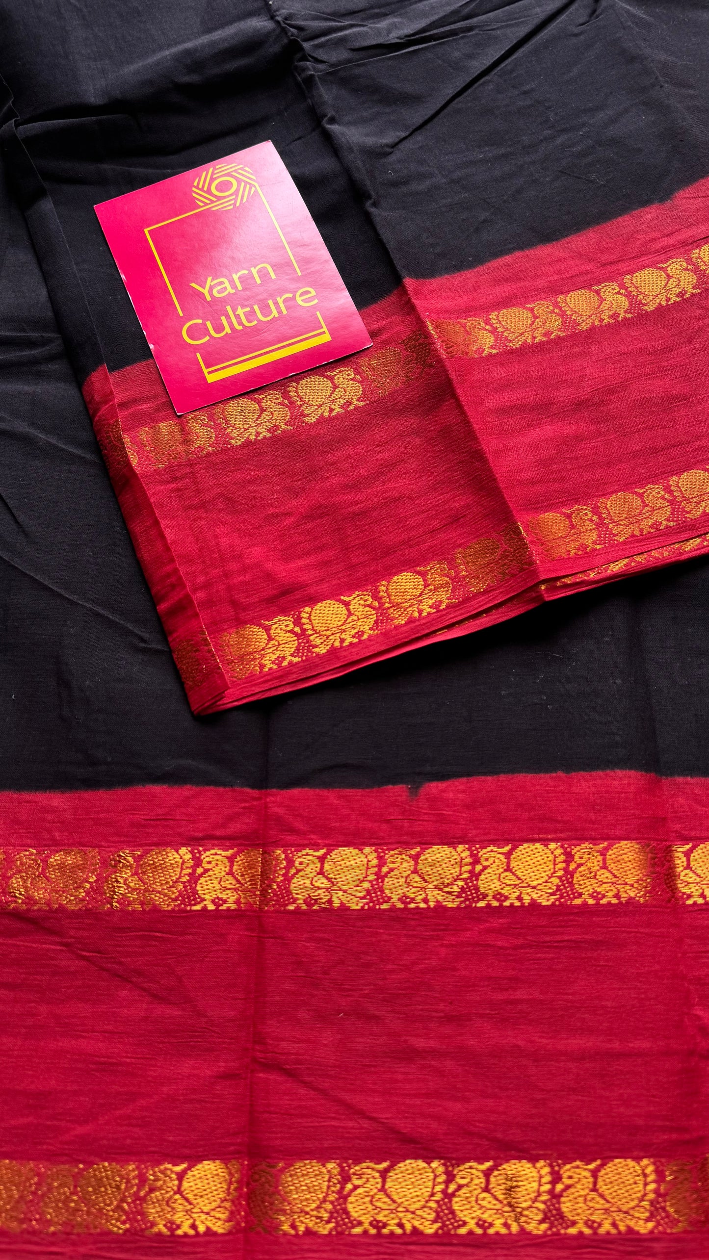 Black with red, rettaipettu sungudi, soft cotton - YCCOTNJSUN05
