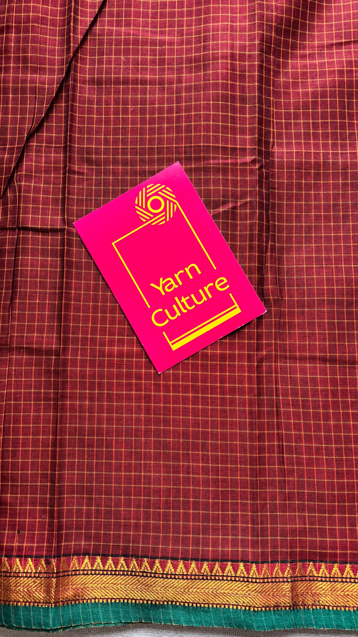 Deep maroon checks - cotton silk blend, premium narayanpet - YCWOTDNPC09