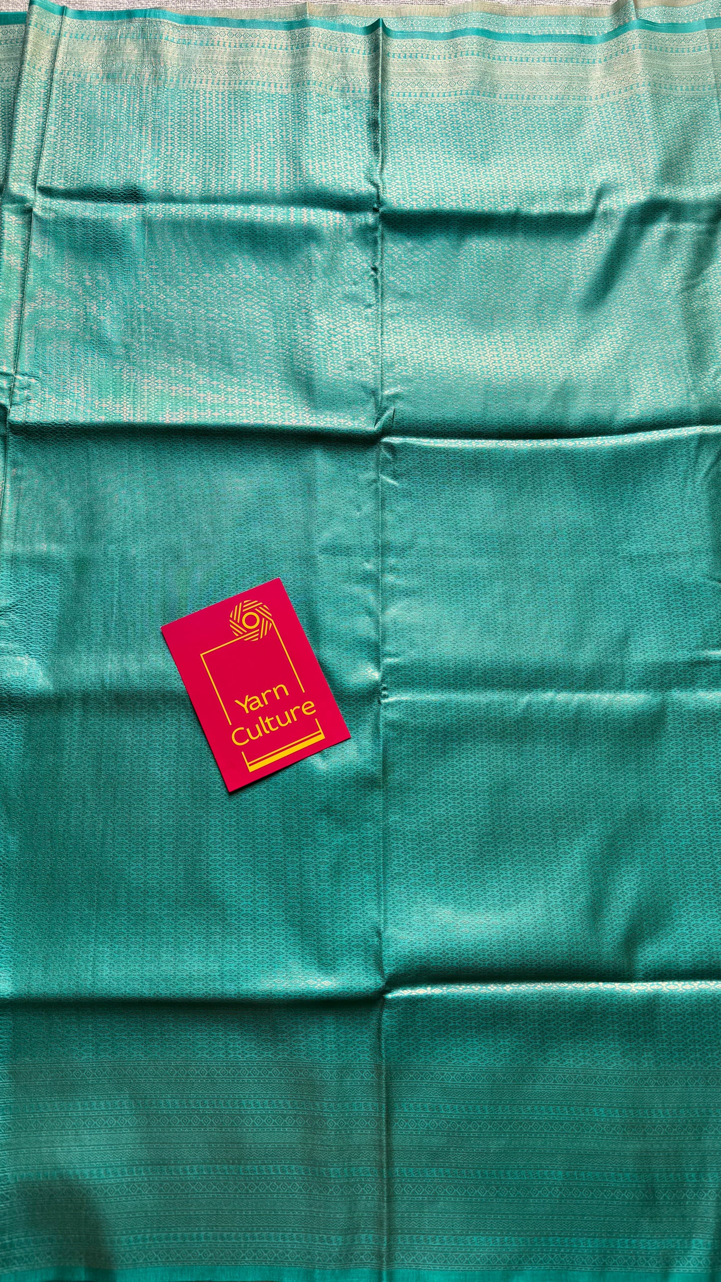 Firozi blue, antique gold zari, semi -silk - YCDOSOCSS03