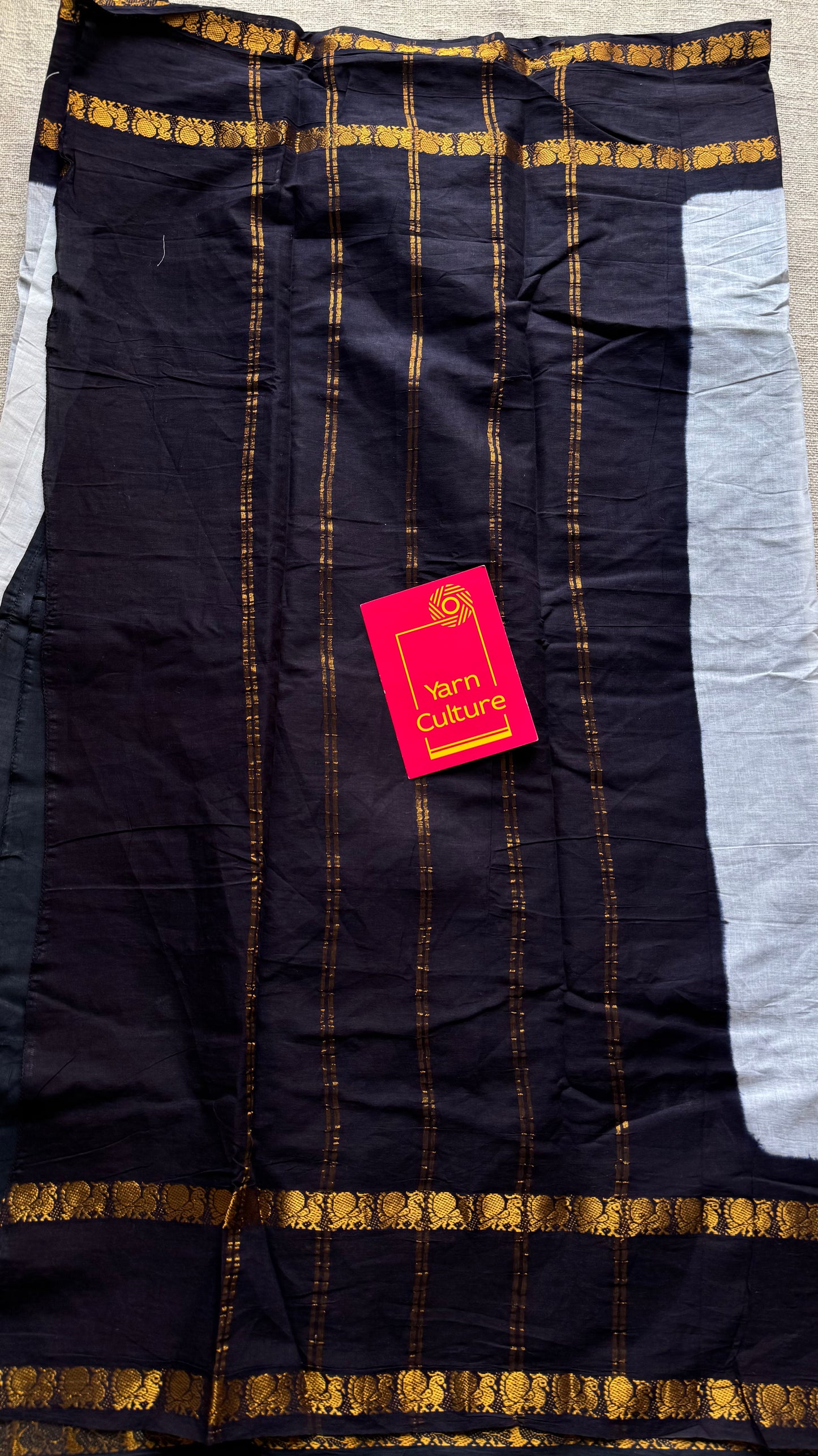 White with black, sungudi cotton half-half saree - YCCOTNMSFE368