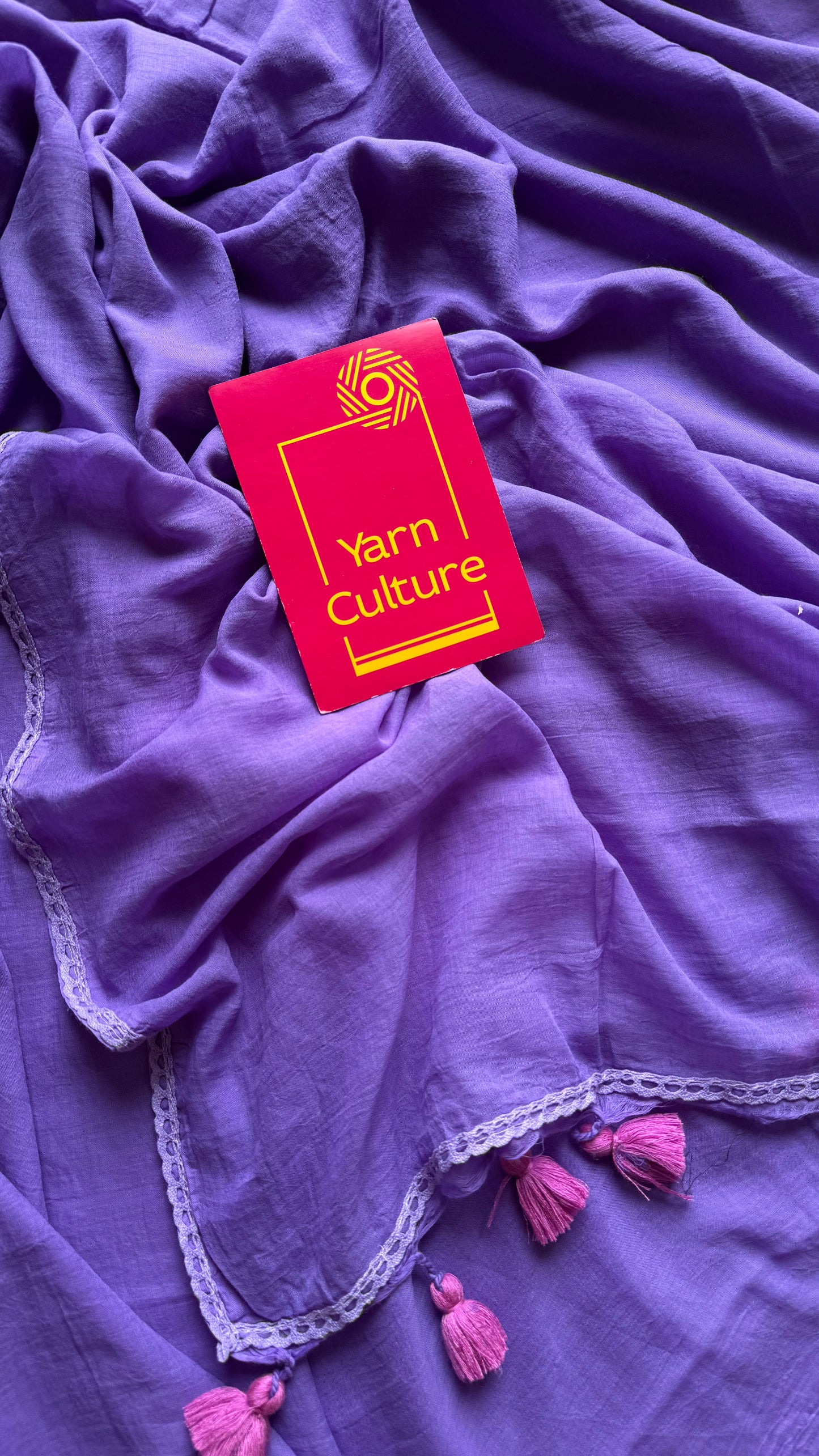Lilac plain mul with lace border - YCBCMCLSE04