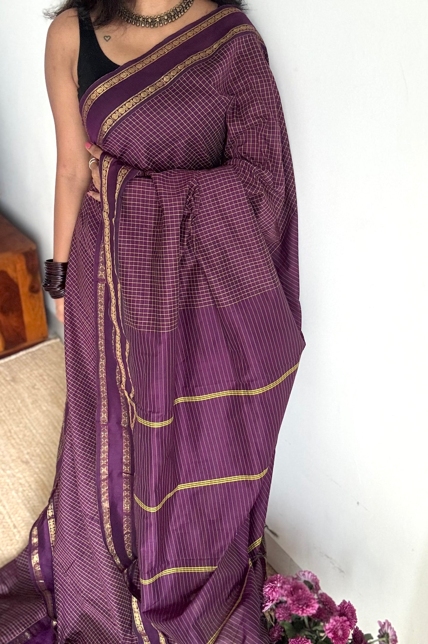 Jamun, arani checks, cotton silk - YCCOTNA07