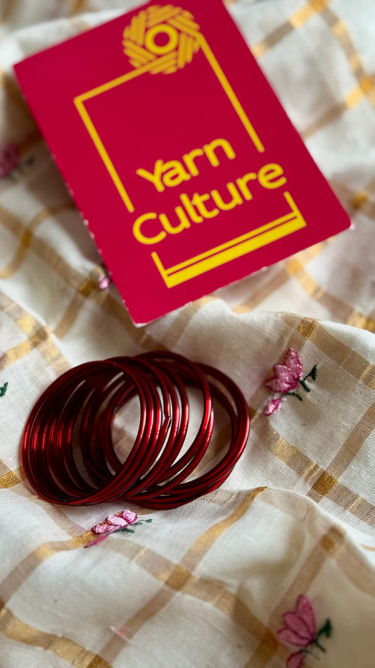 Maroon glass bangles, set of 12 - YCBANGL174