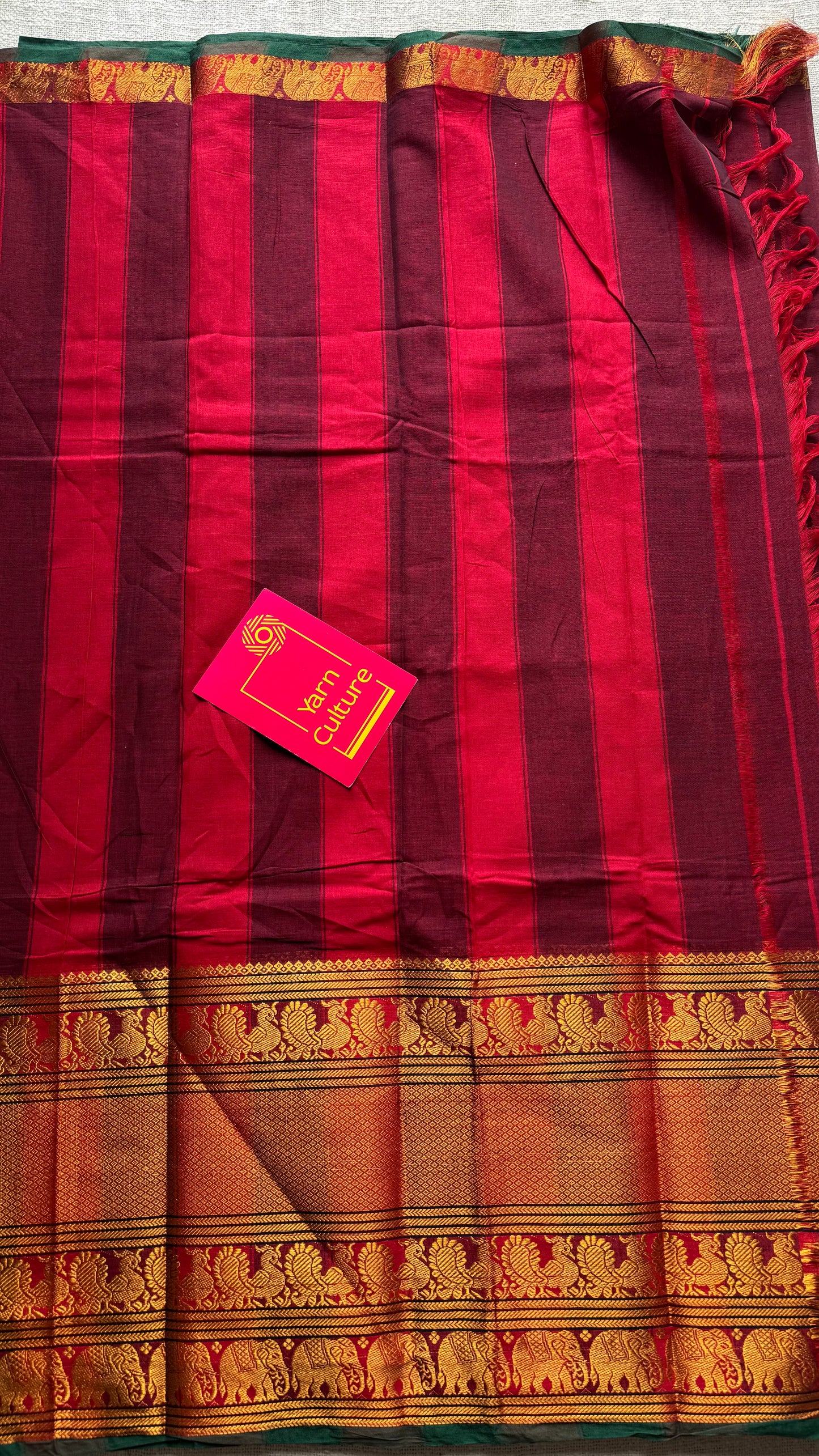 Maroon with broad zari border, premium narayanpet, soft cotton - YCWOTDFEBB09