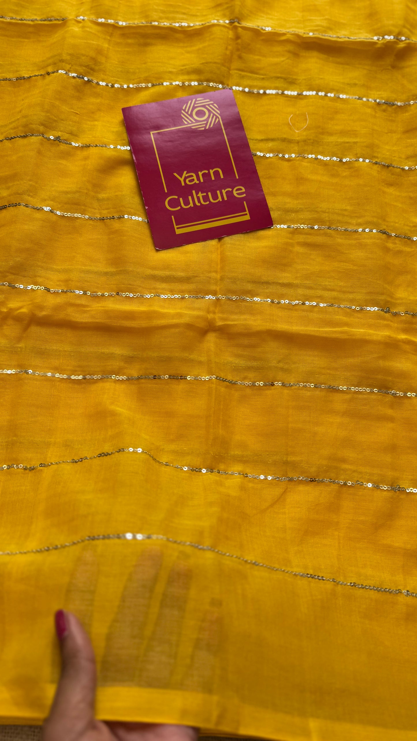 Yellow mul with silver sequins - YCBCMCLSE54