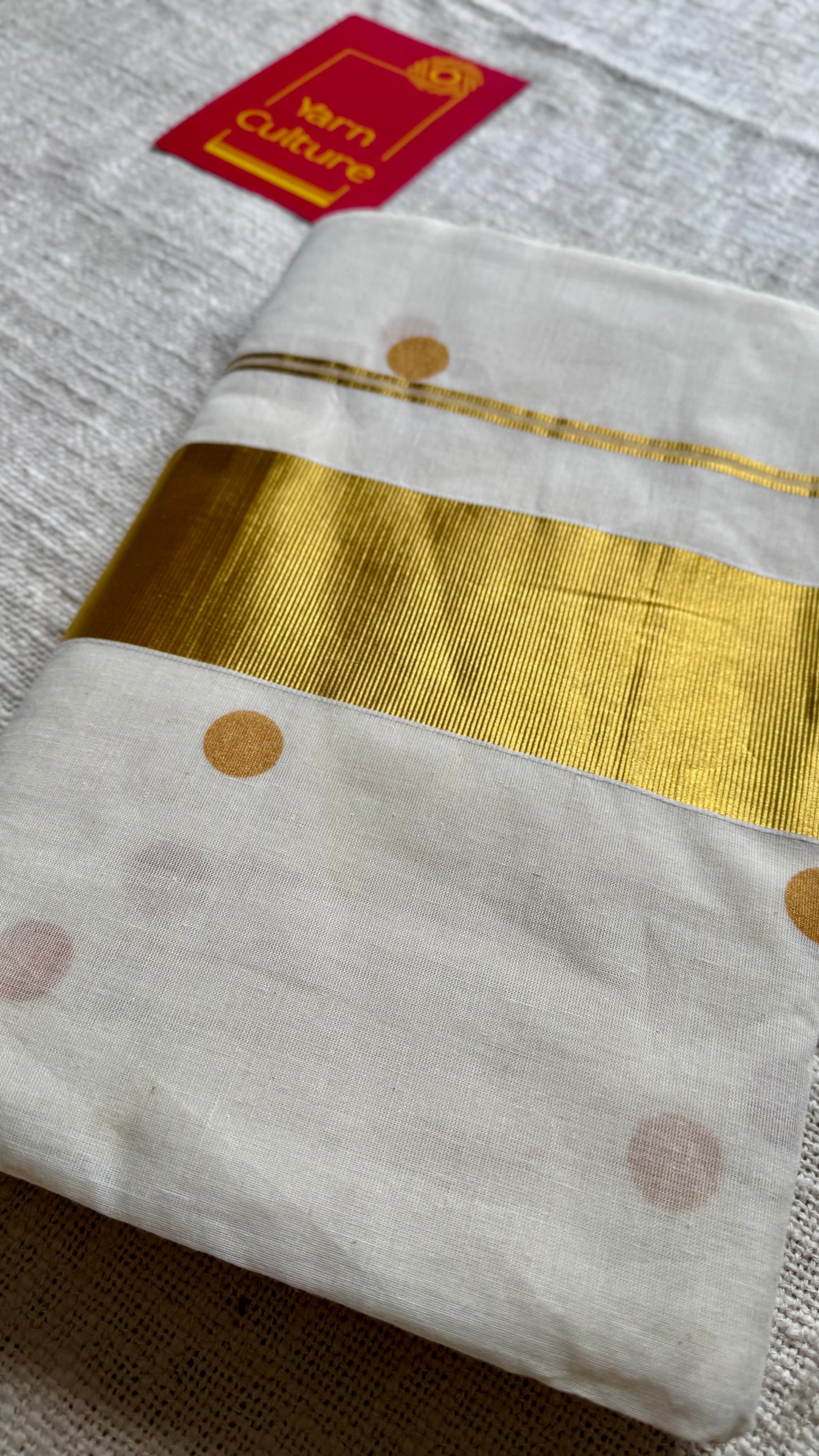 Ivory and gold with buttas, kerala soft cotton - YCON25KCPD253