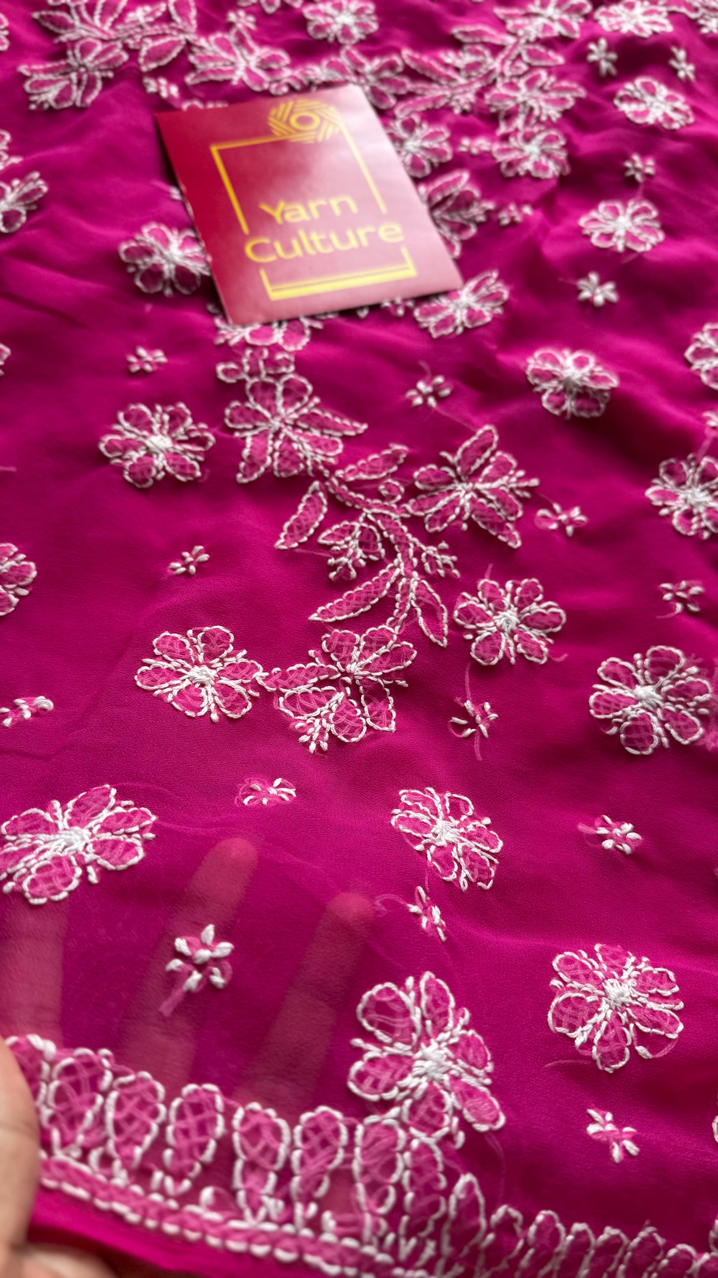 Sham-e-Shahzadi (evening of a princess) - Hot pink Chikankari, georgette YCSLCJULCK04