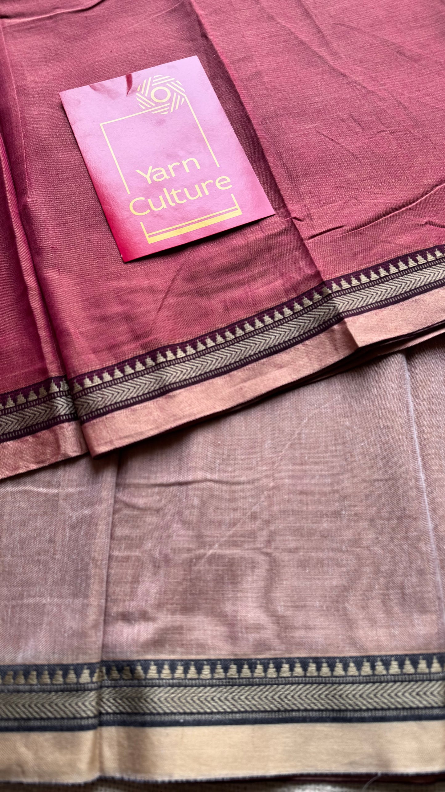 Pink with light pink border narayanpet saree, soft cotton - YCWOTDNPFE31