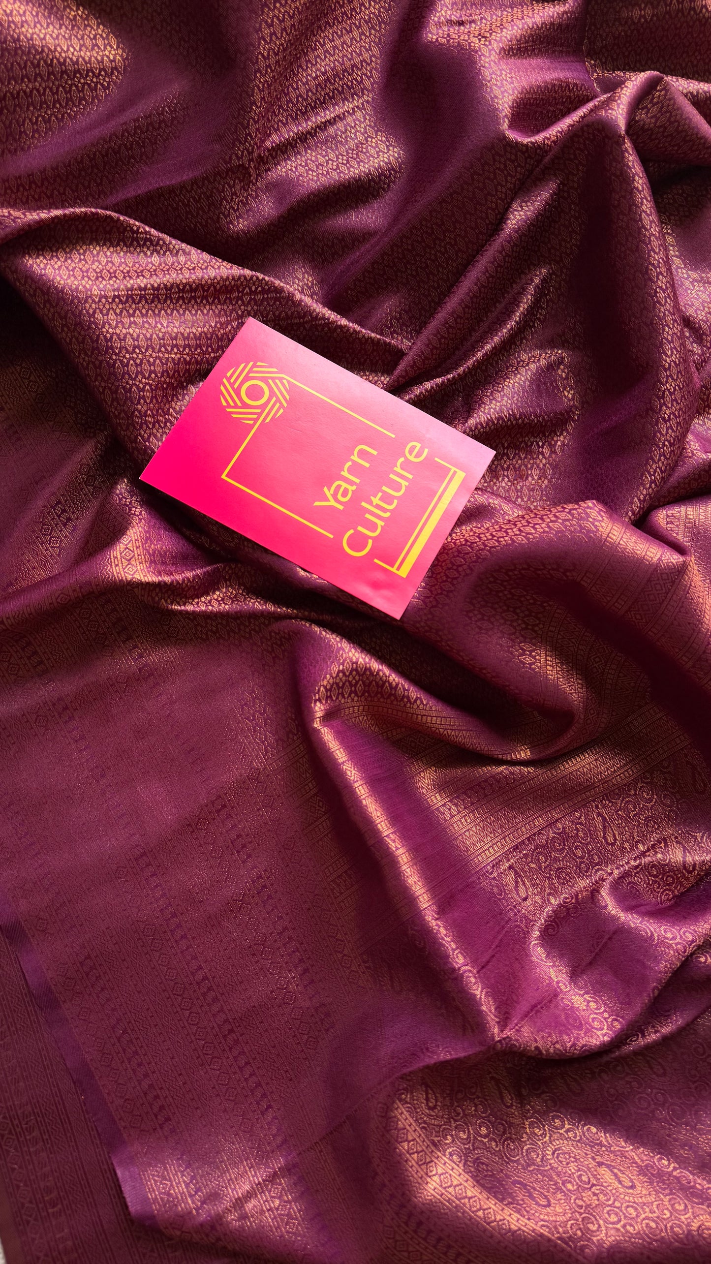 Wine, antique gold zari, semi-silk - YCDOSOCSS05