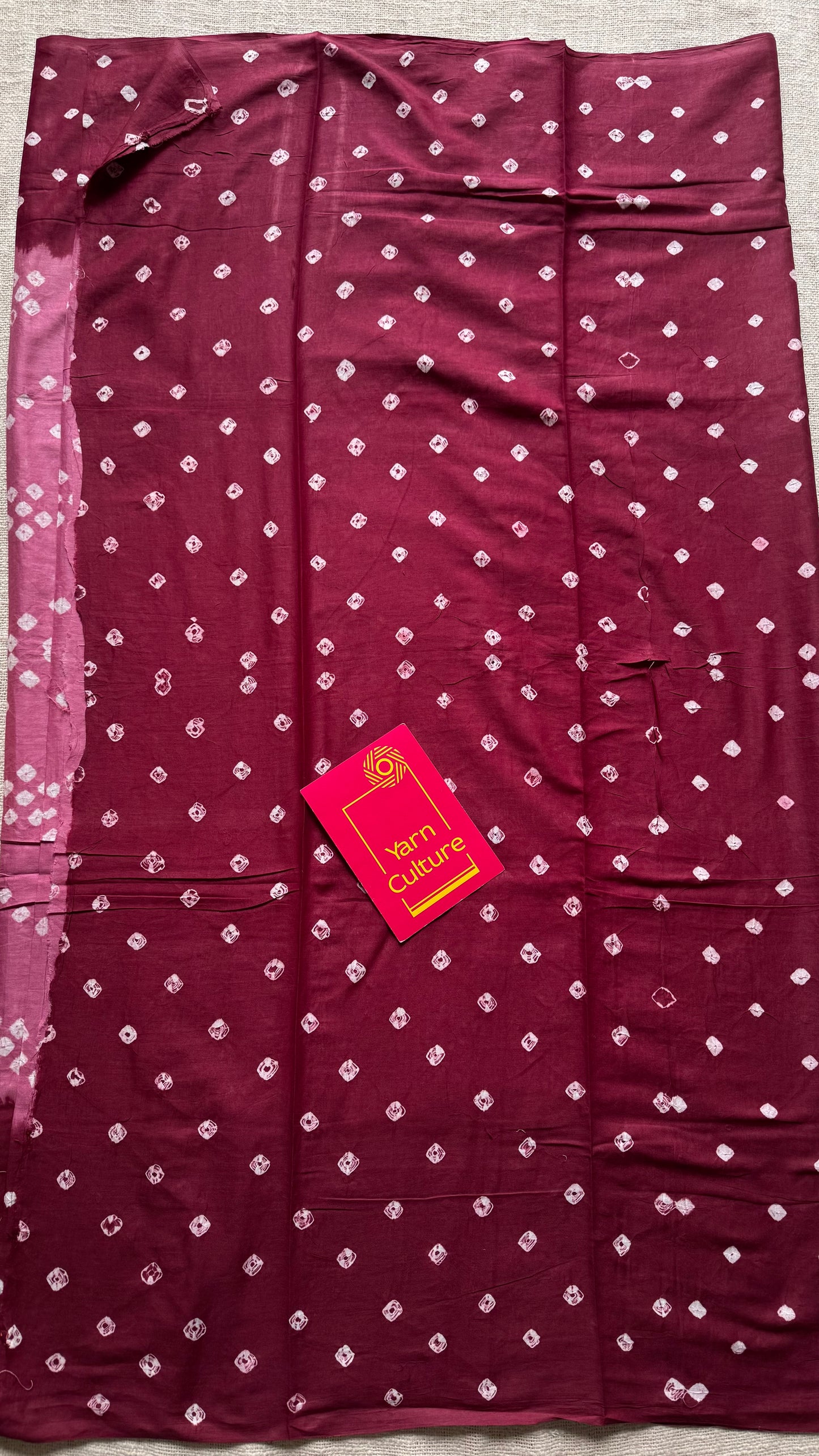 Pink with maroon Sungudi/Bandhani, soft cotton - YCCOTNSEMS79