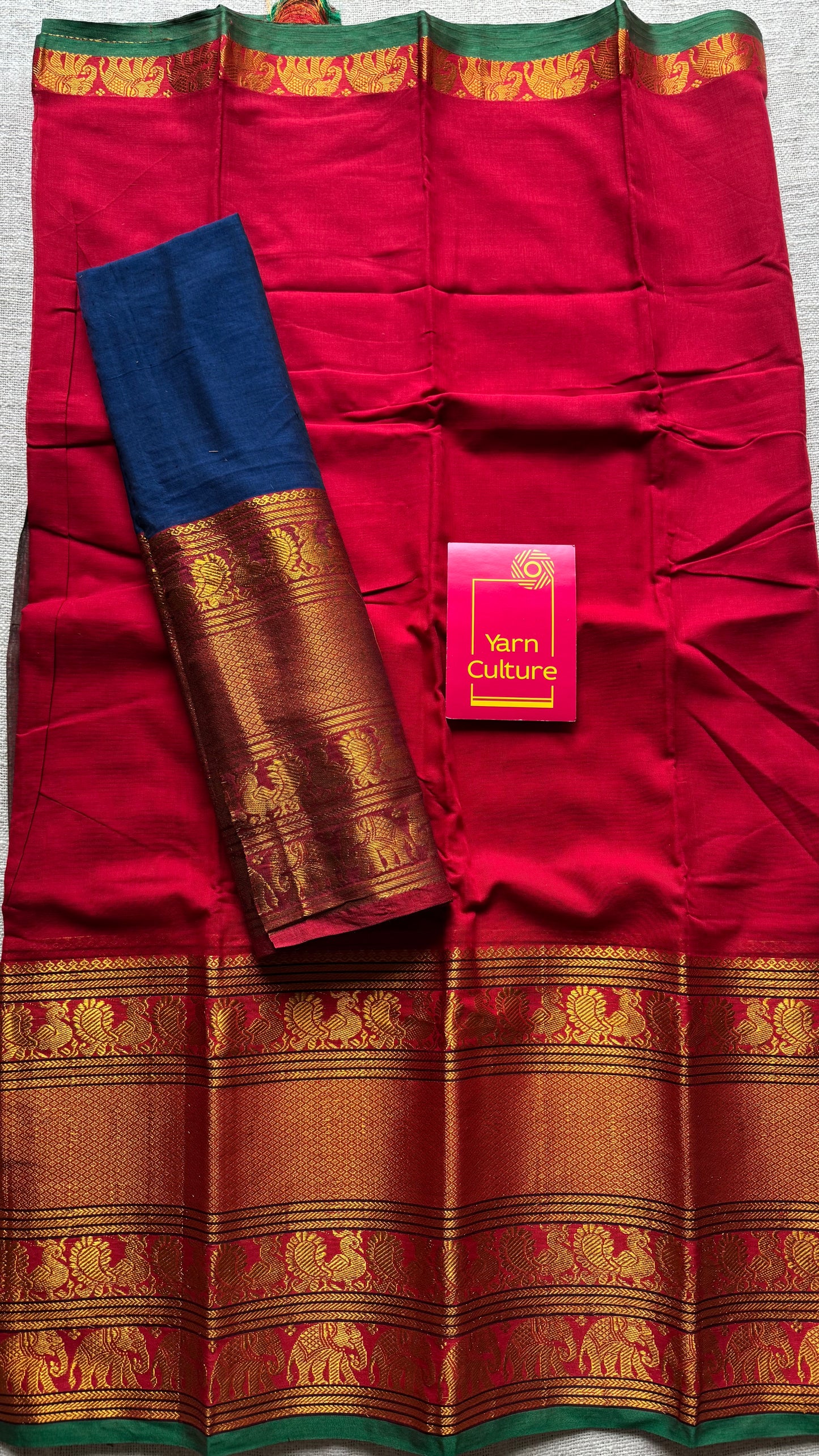 Red with broad zari border, premium narayanpet, soft cotton - YCWOTDFEBB07