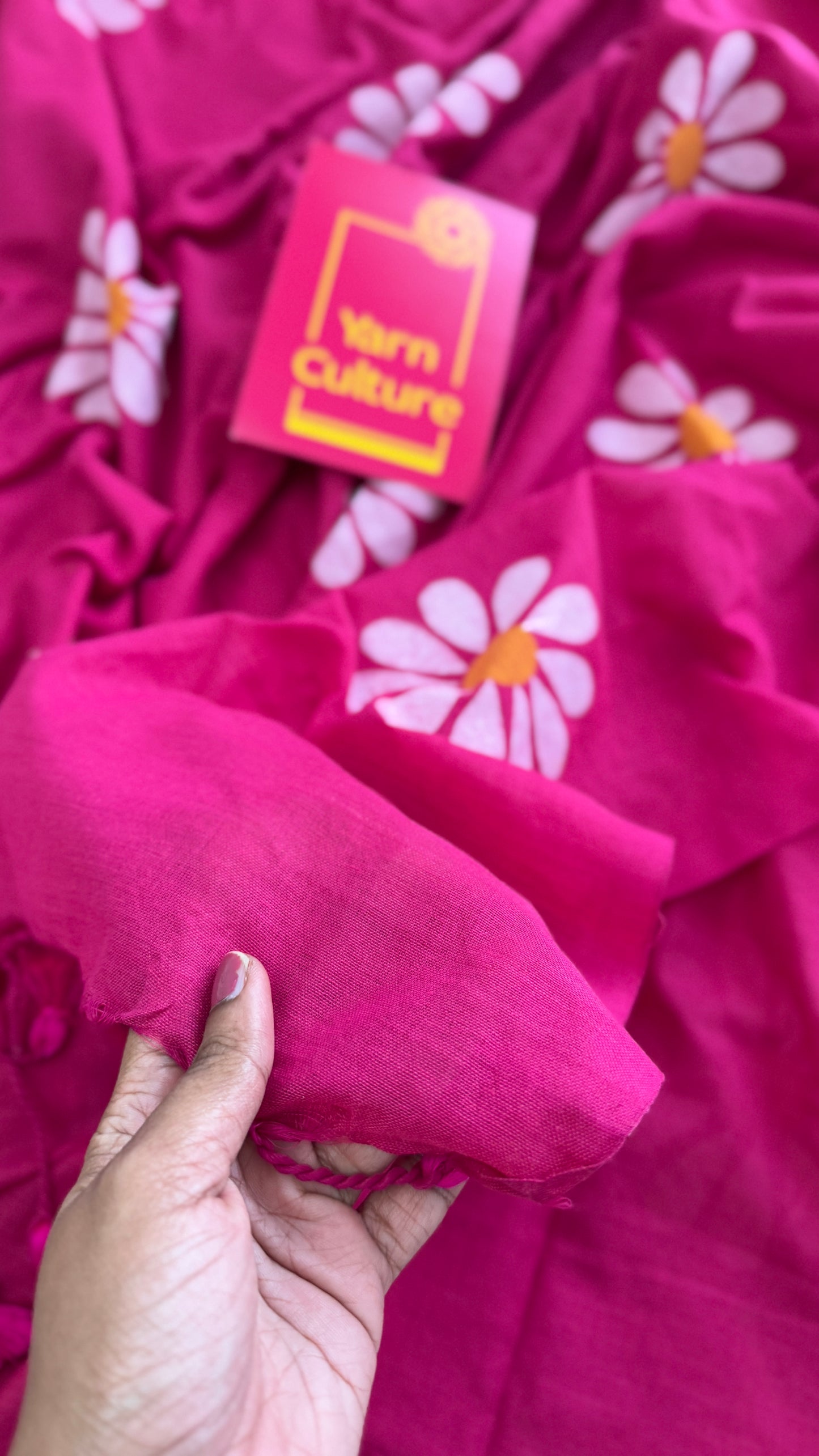 Hot Pink Floral - Khadi Soft Cotton YCBCF22
