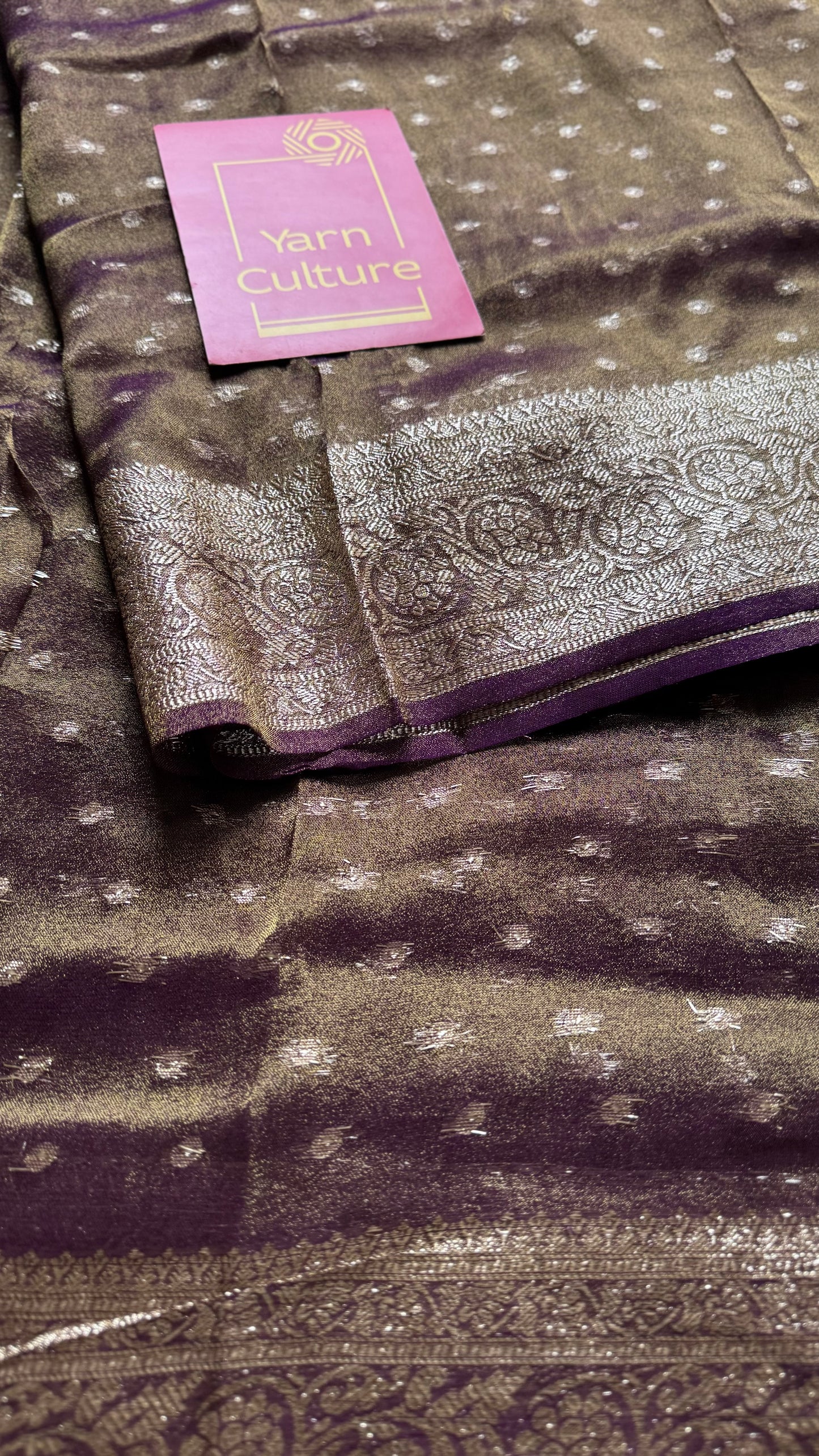 Purple brown with gold double tone, soft crushed tissue, thread zari - YCDOSFEJUTB11