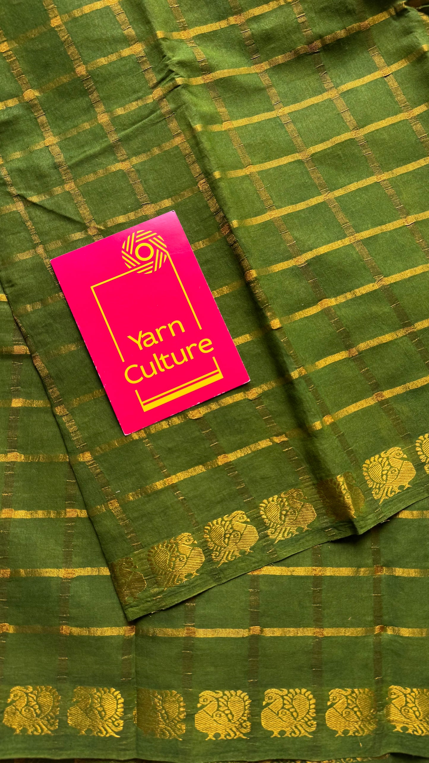 Green pavithra kattam sungudi, madurai cotton - YCCOTNSEMS96