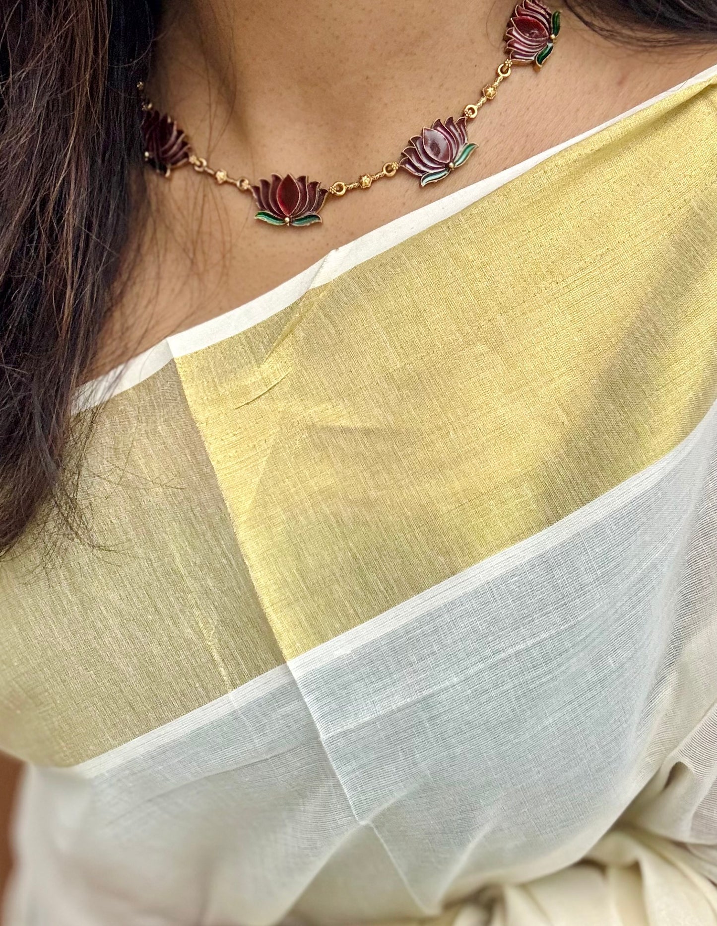 Dark red lotus pendant necklace - YCAGC30