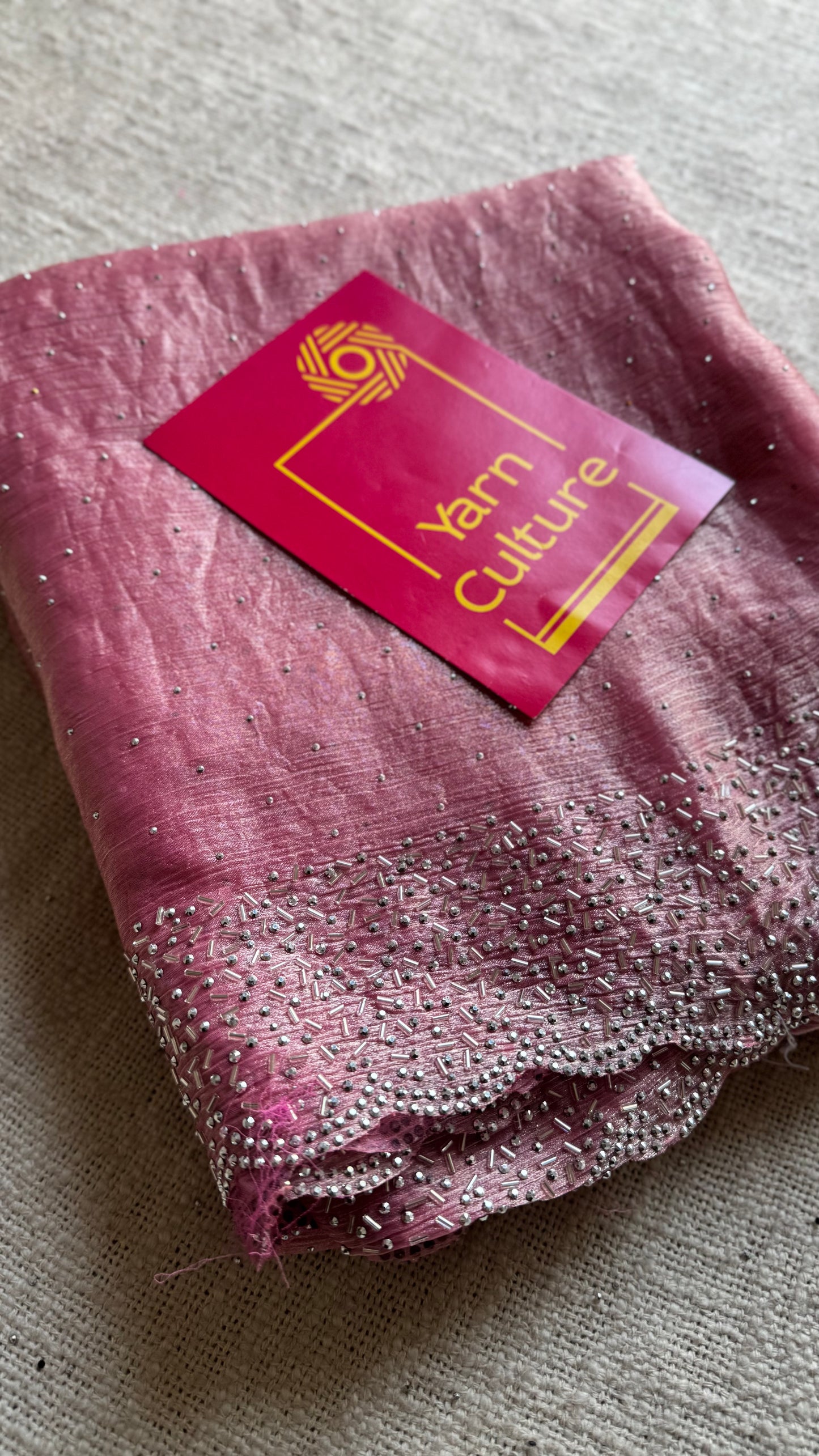 Candy Pop - pink dual tone space silk, jarkhan stone work - YCDOSNO37