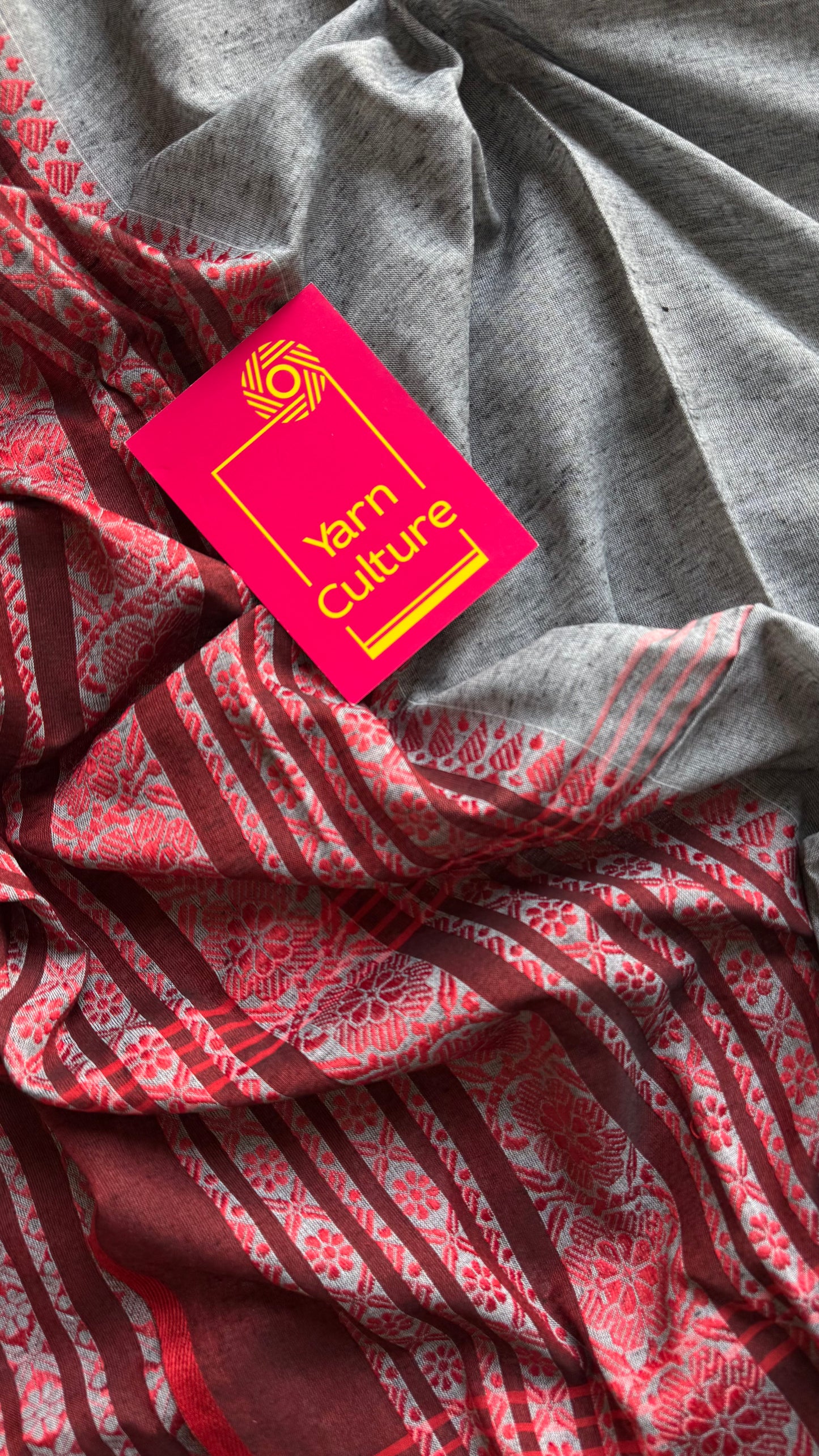 Grey with red and black threadwork, begampuri soft cotton - YCBCBPJA201