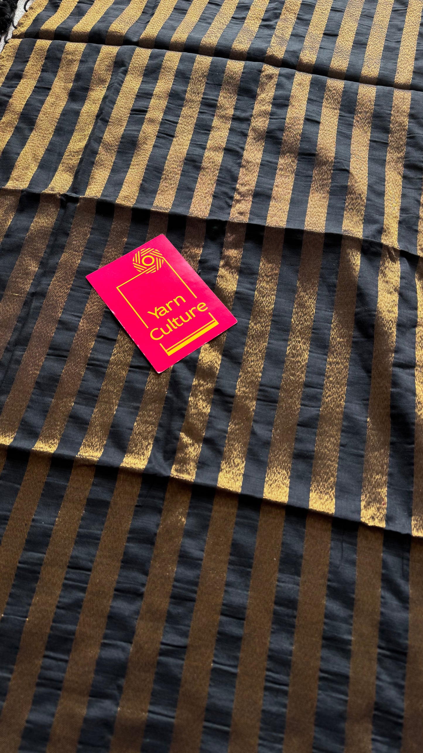 Black khadi with antique gold pallu - YCBCKZPSE01