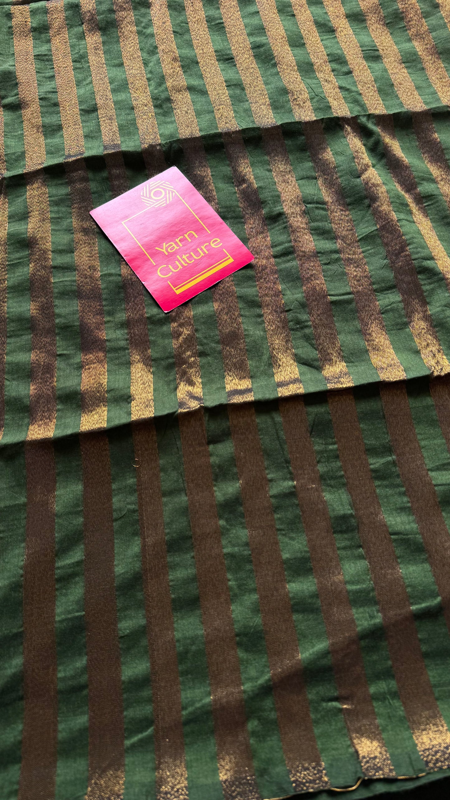 Green khadi with antique gold pallu - YCBCKZPSE02