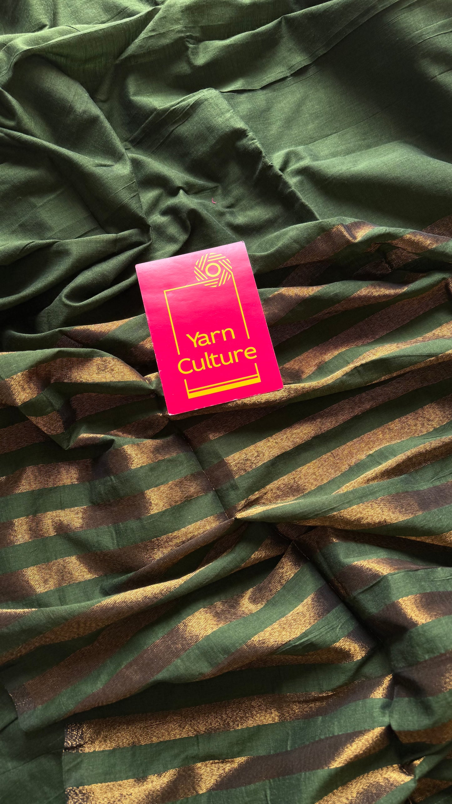 Green khadi with antique gold pallu - YCBCKZPSE02