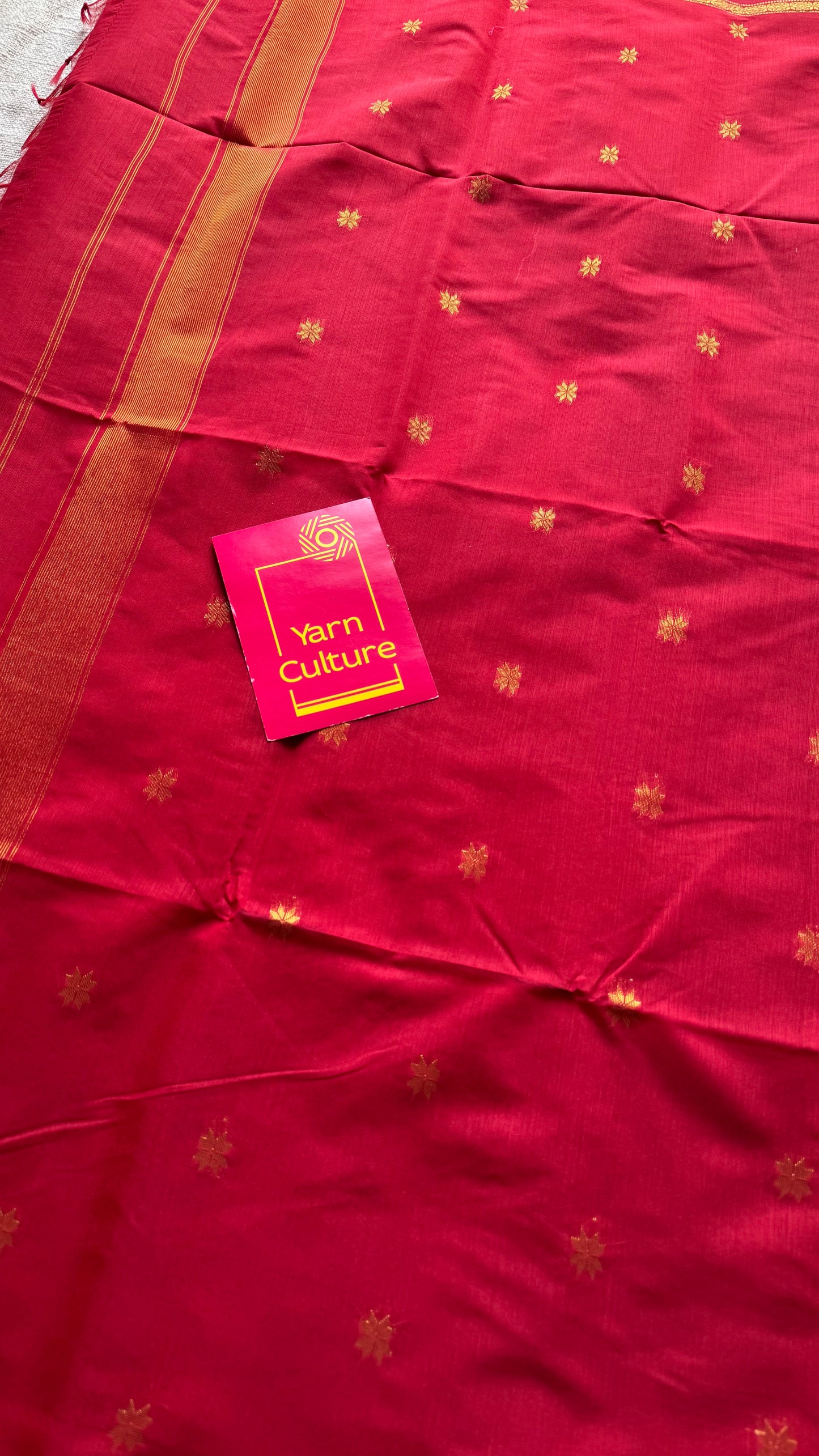 Red, gold buttas, semi maheshwari cotton silk - YCCOTNFEJUSM07