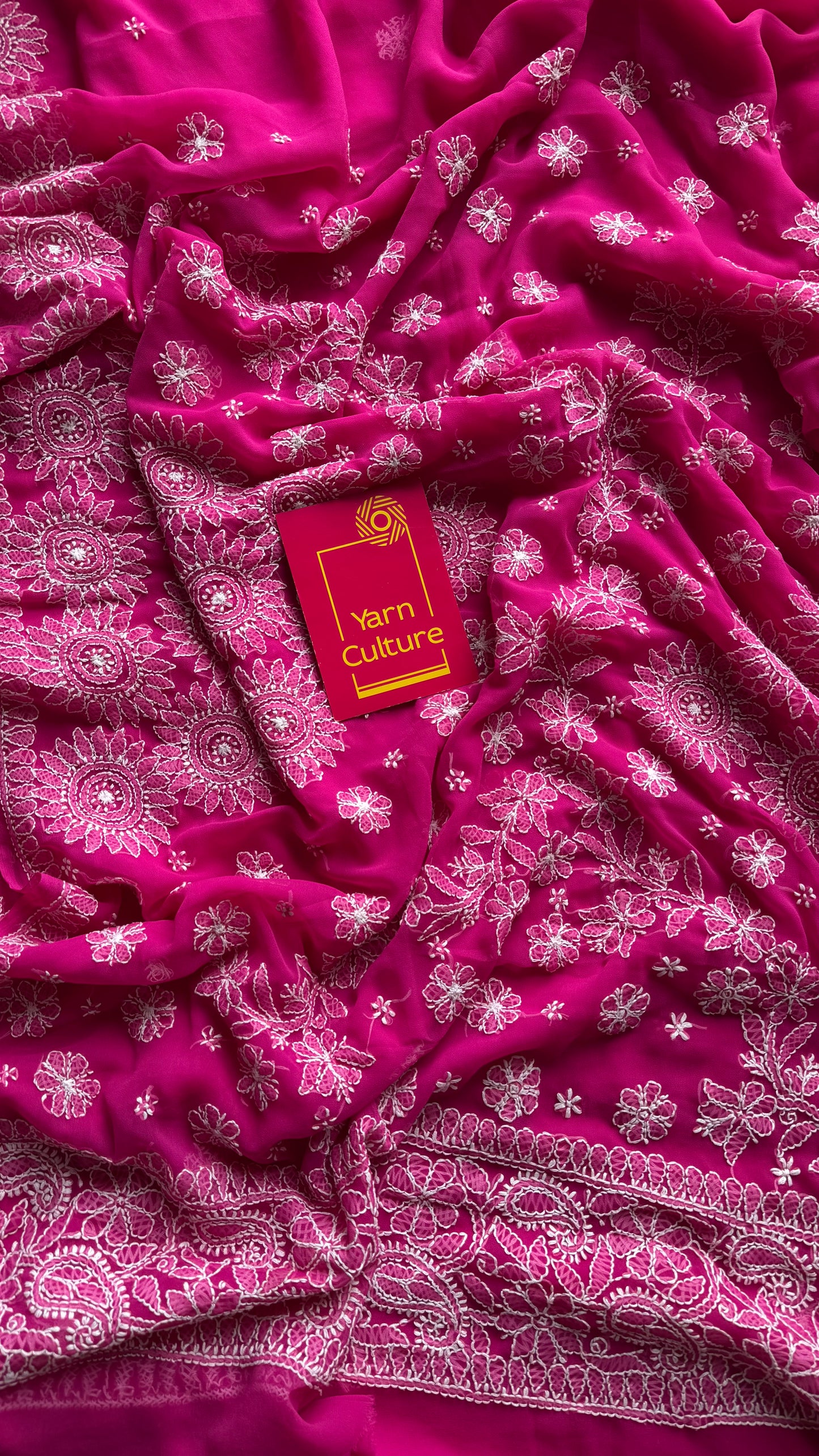Sham-e-Shahzadi (evening of a princess) - Hot pink Chikankari, georgette YCSLCJULCK04