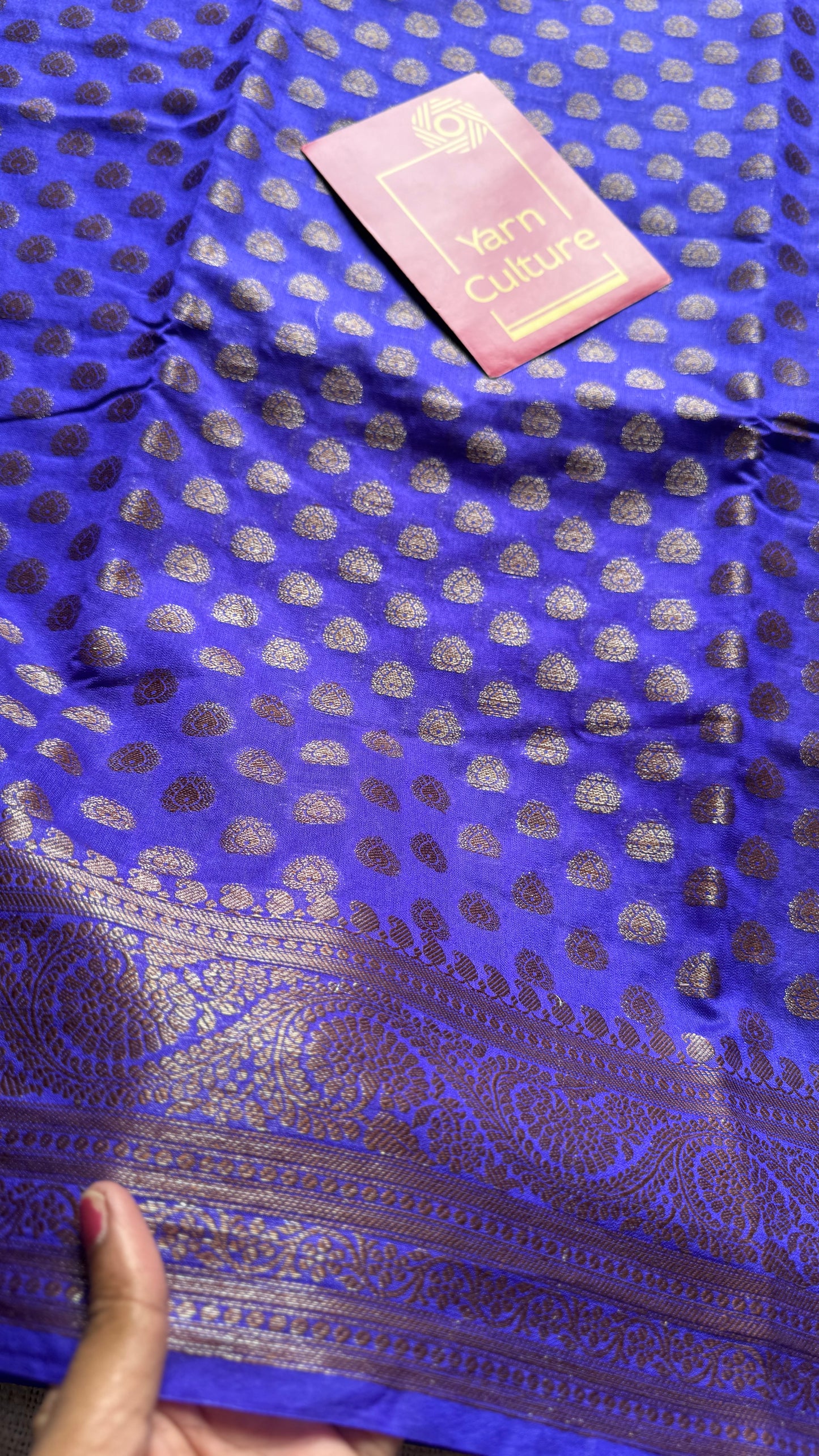 Wisteria - Dark lavender with a hint of blue, antique gold zari, Banarasi semi georgette - YCBLFEGAGZ20