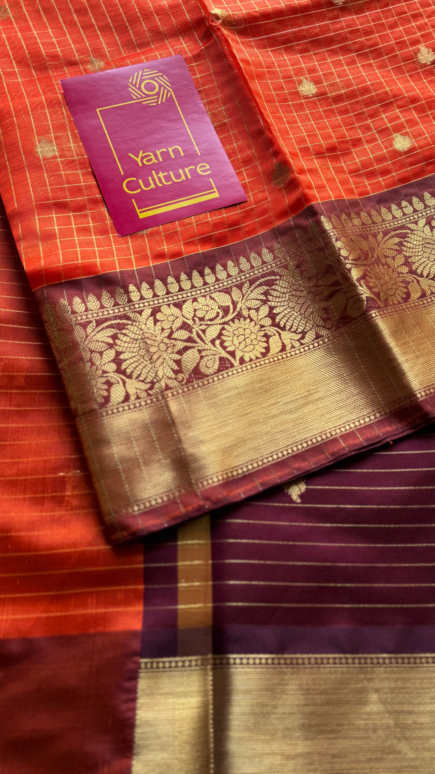 Dark orange with coffee brown, semi tissue silk - YCBLSSJA20