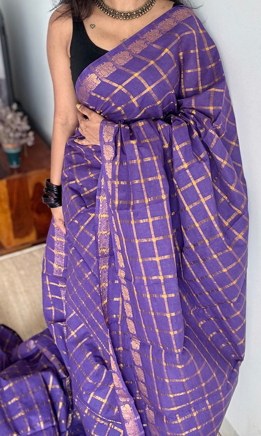 Violet pavithra kattam sungudi, madurai cotton - YCCOTNSEMS98