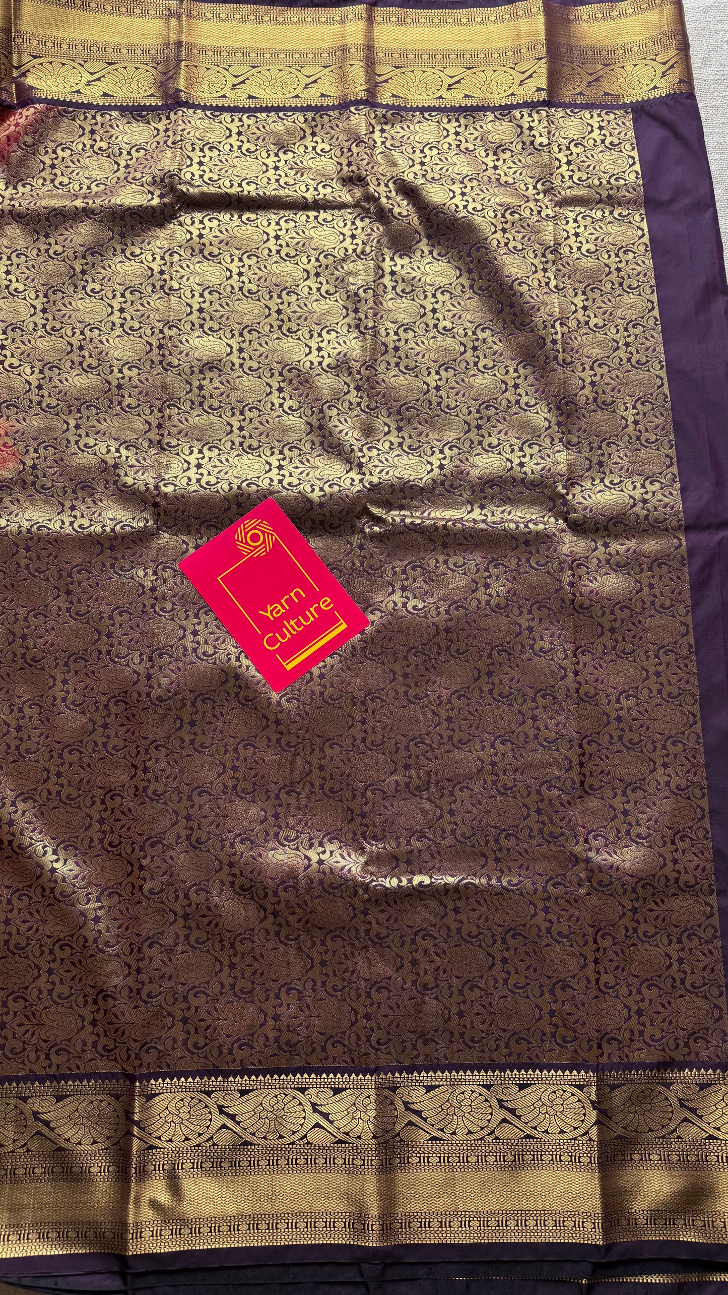 Vamika - rani pink with deep grape purple, handloom korvai semi silk - YCCOTNFEJUKS05
