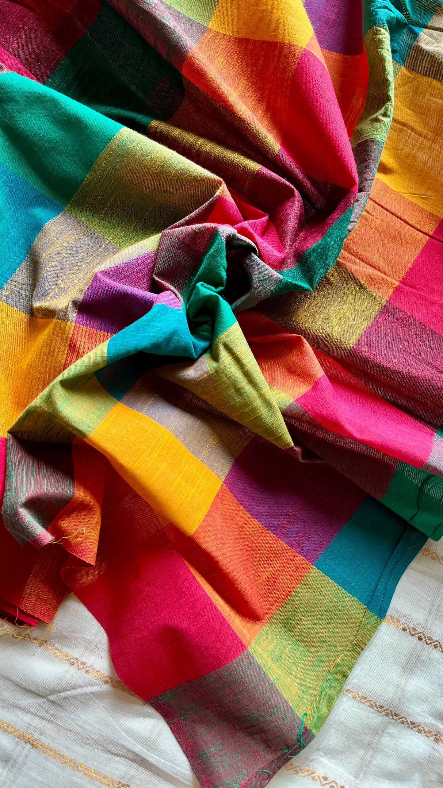 Multicoloured Madras Checks in Pure Cotton Fabric - YCSEFB01